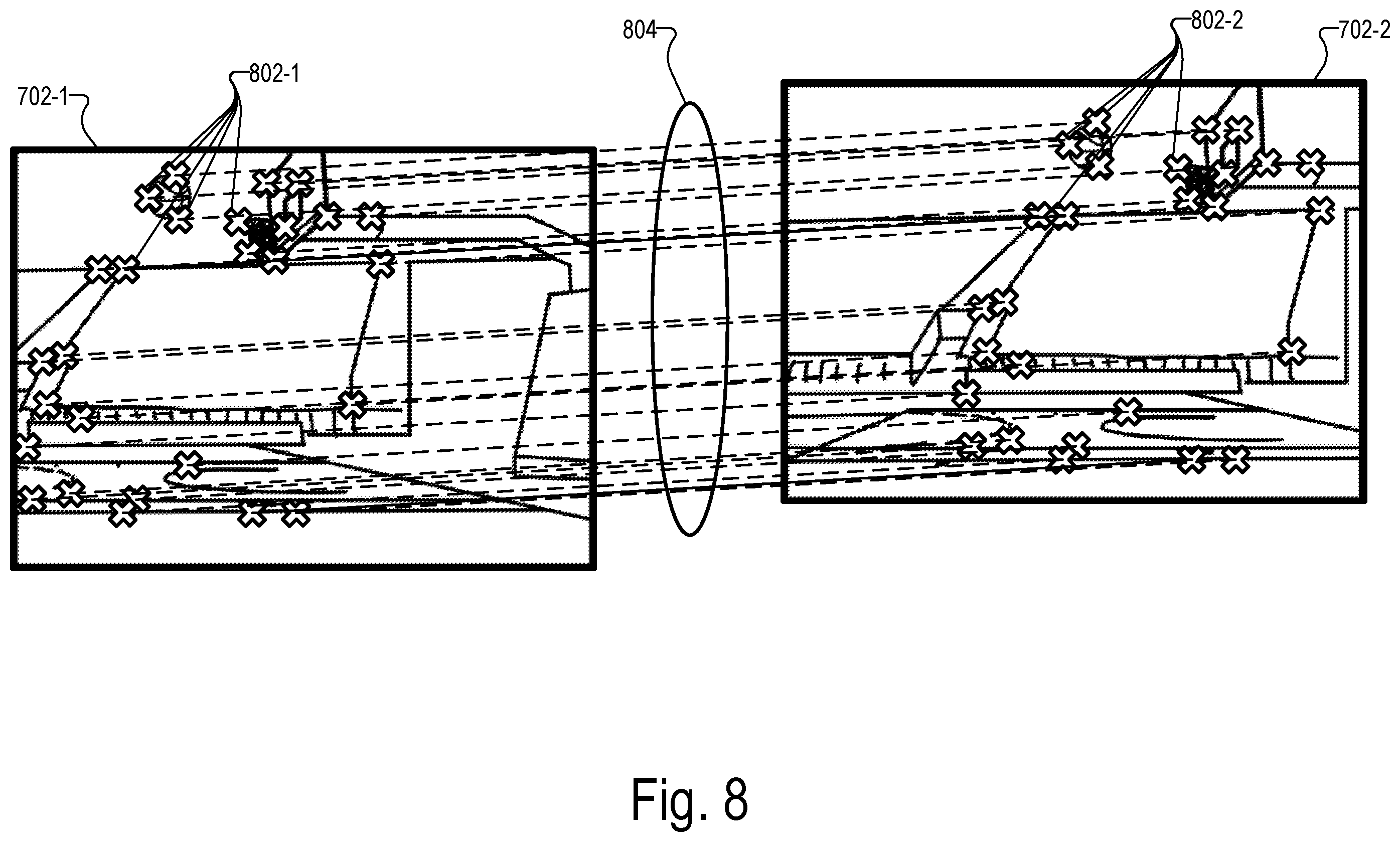 Patent US12488502 Figure 8 – Methods and systems for camera calibration based on apparent movement of image content at a scene