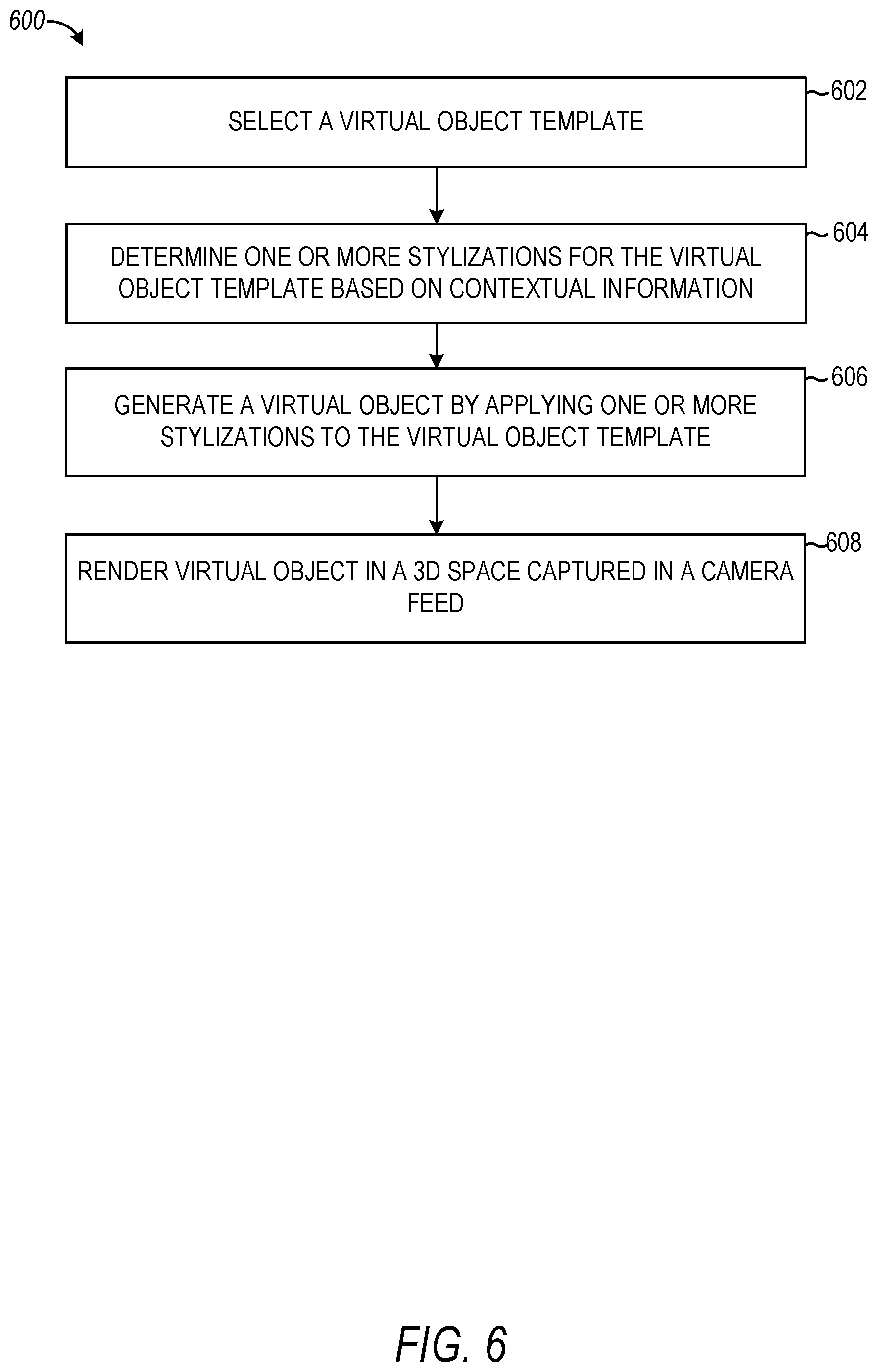 Patent US12488548 Figure 6 – Context-based virtual object rendering