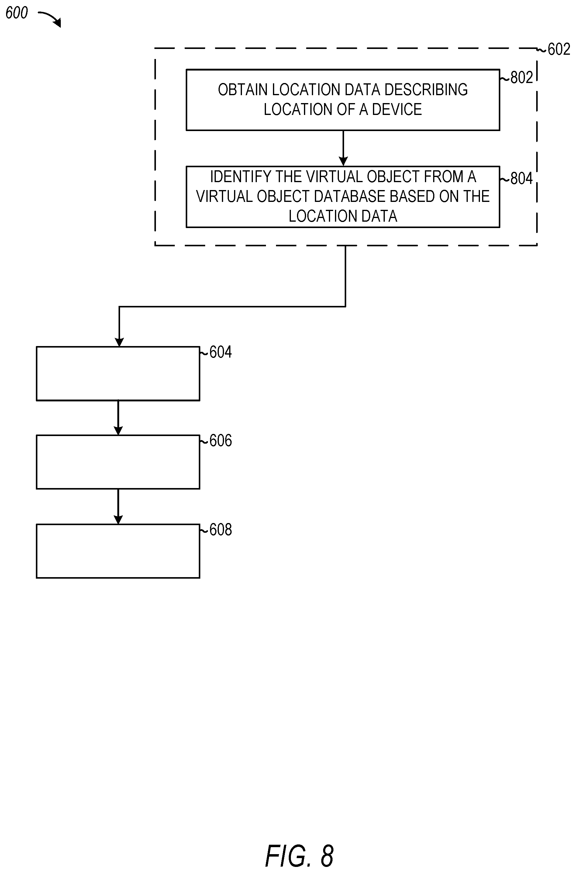 Patent US12488548 Figure 8 – Context-based virtual object rendering