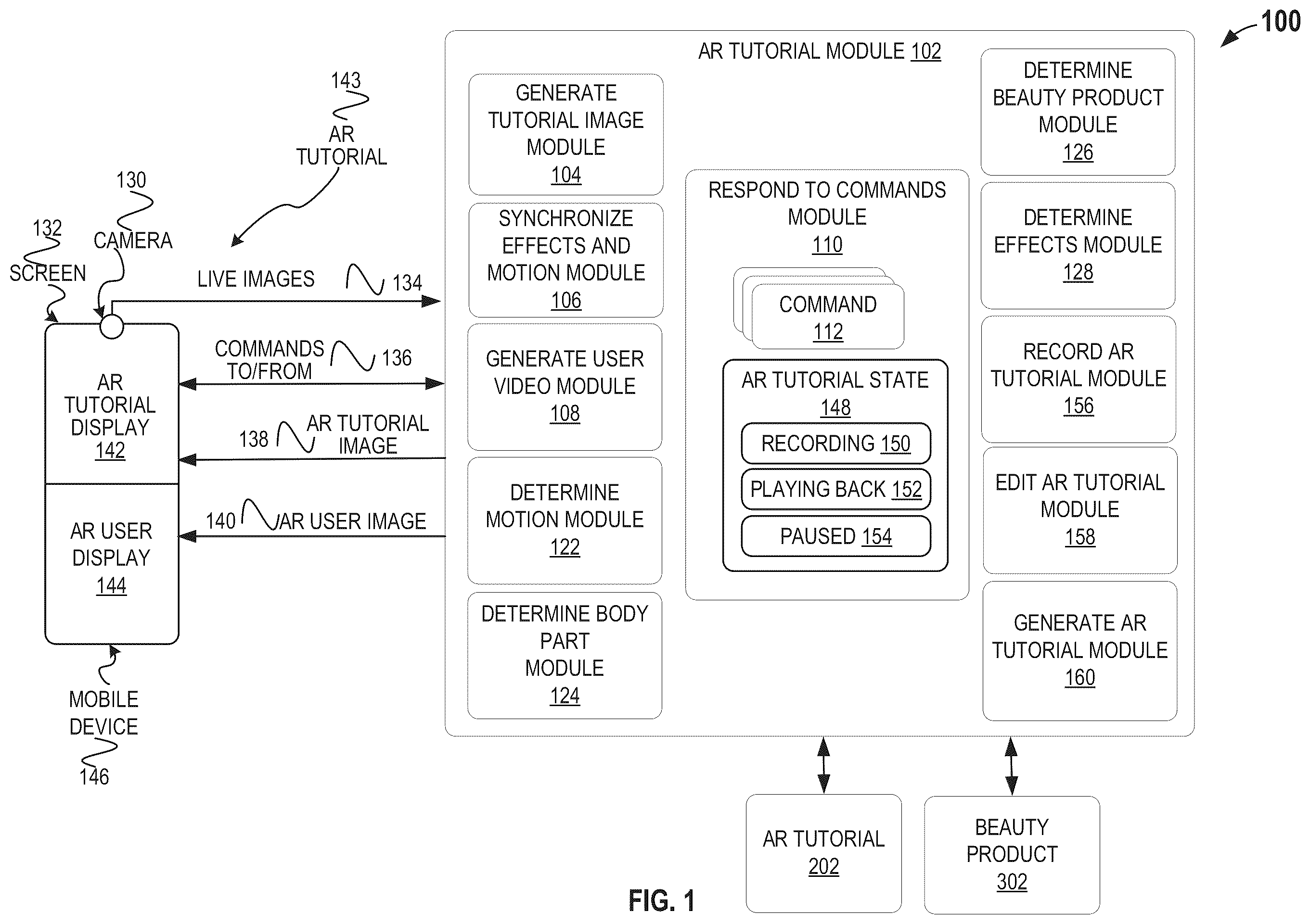 Patent US12488551 — Augmented reality beauty product tutorials — Figure 1