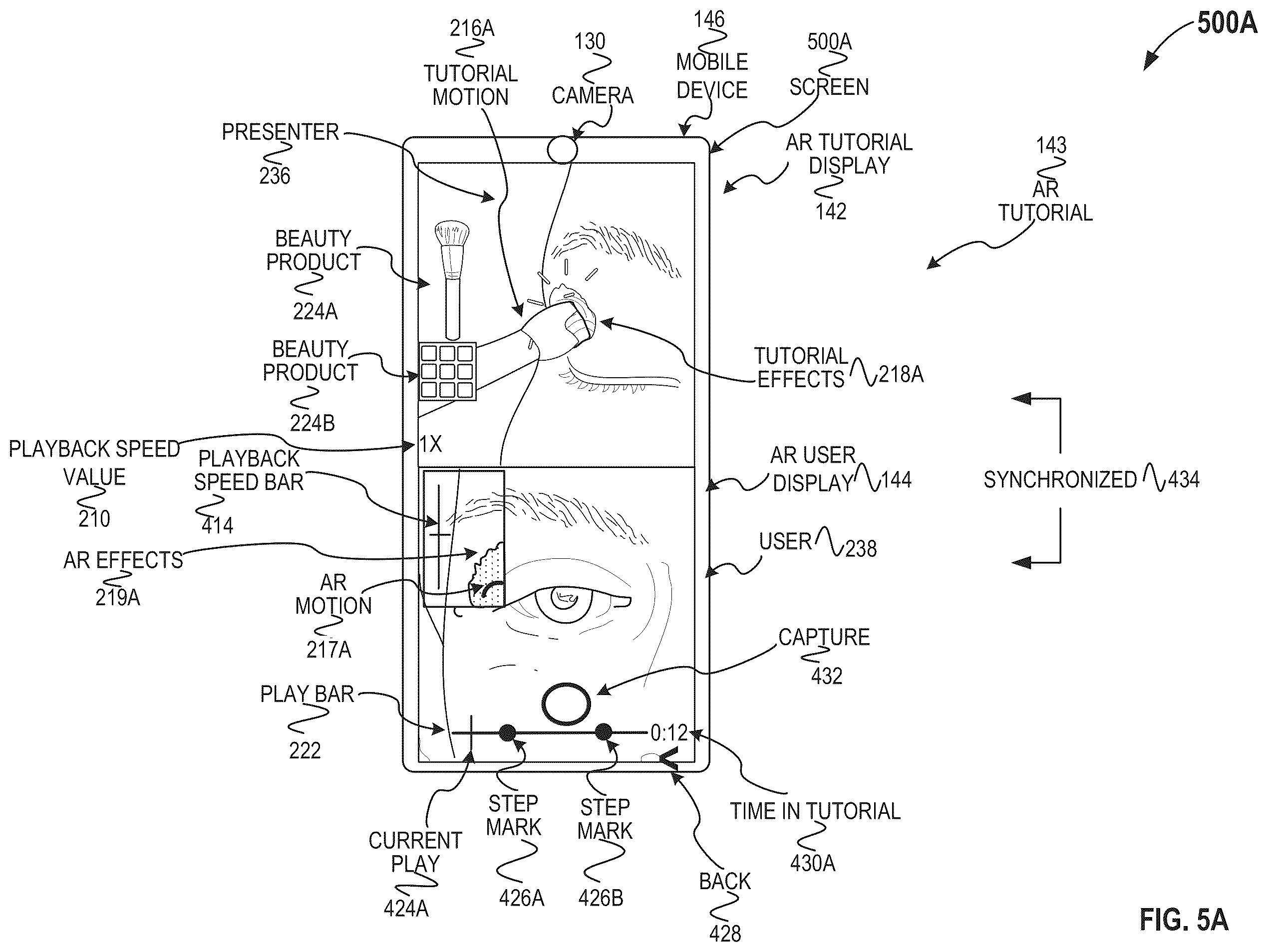 Patent US12488551 Figure 5 – Augmented reality beauty product tutorials
