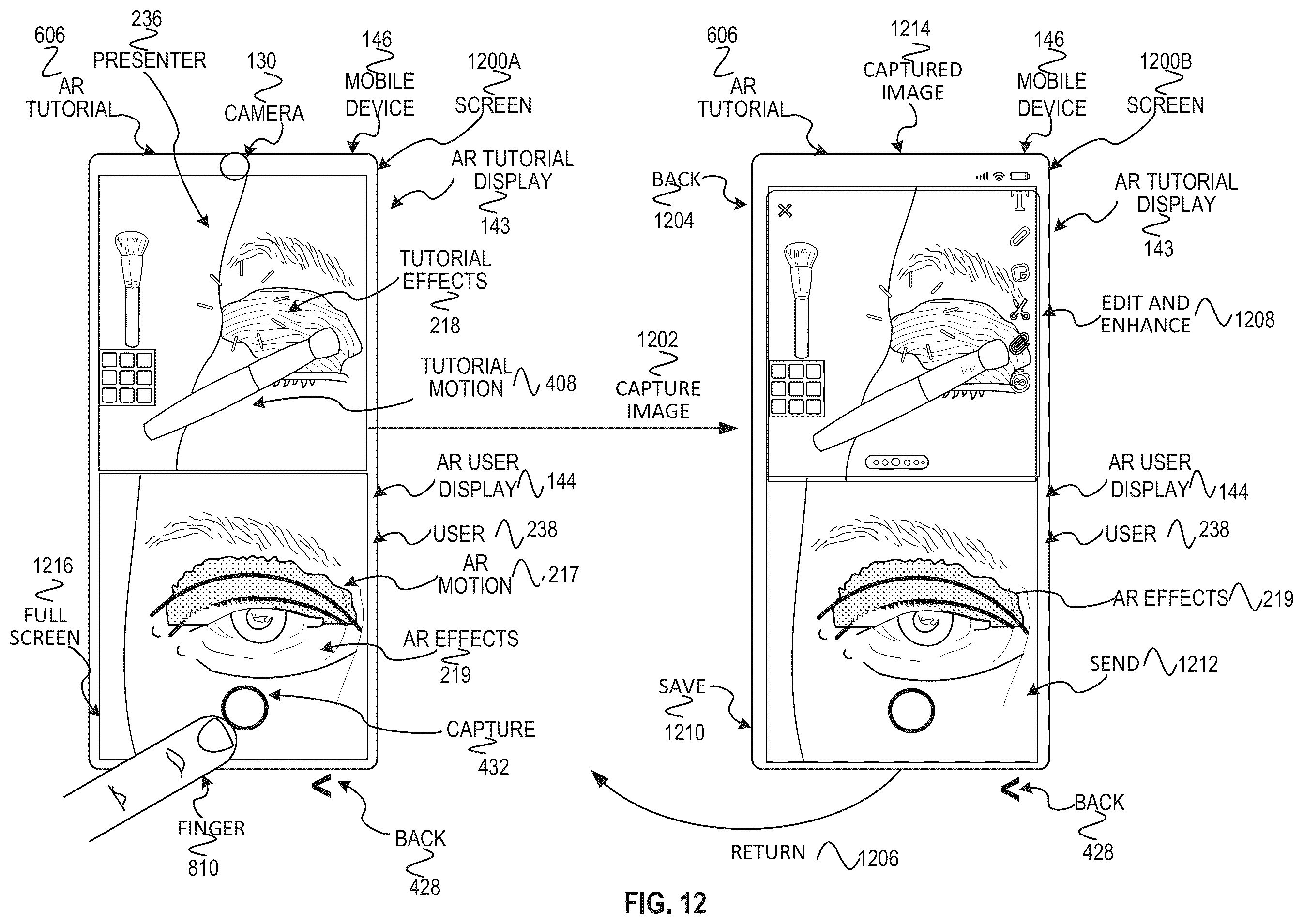 Patent US12488551 Figure 14 – Augmented reality beauty product tutorials