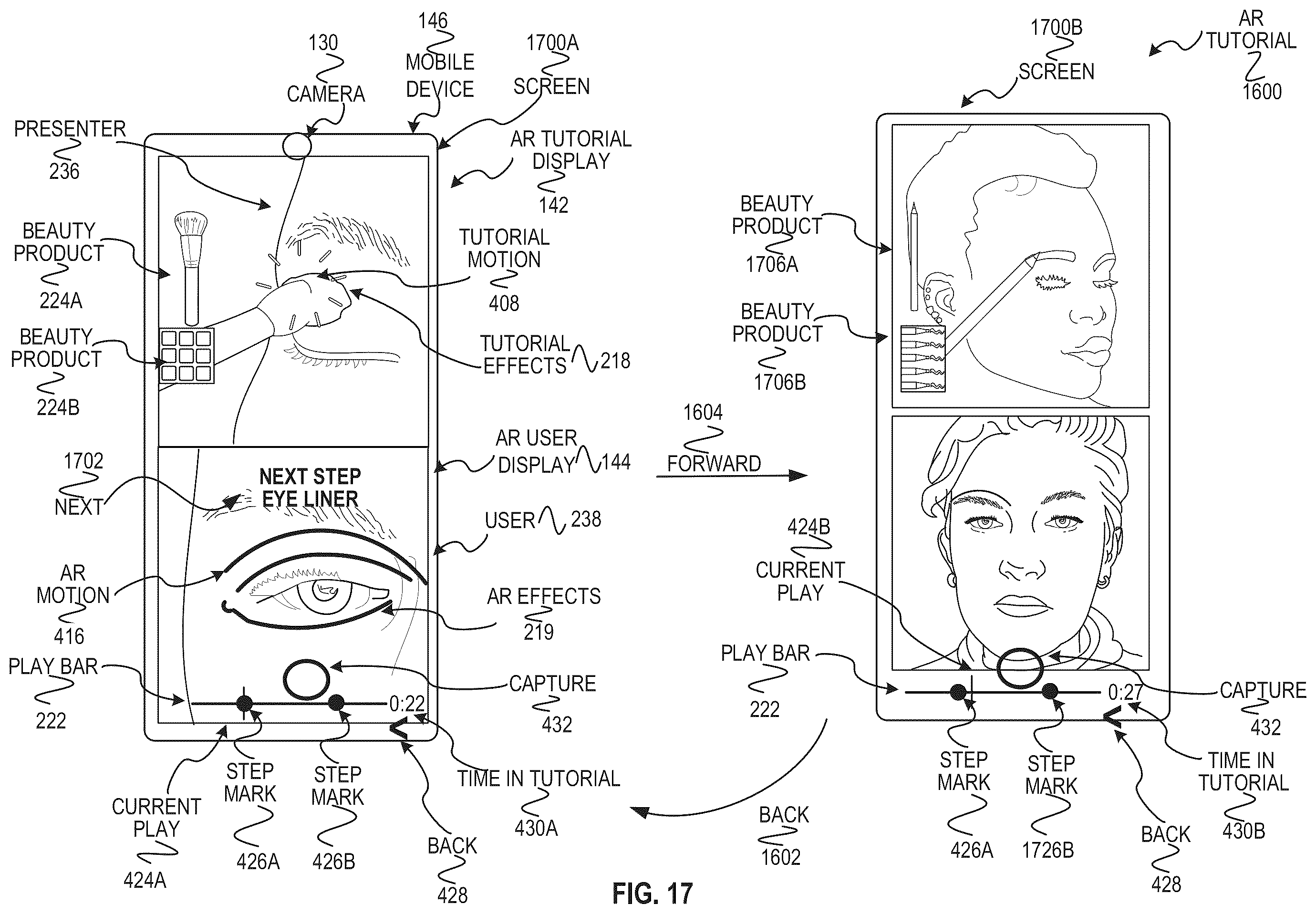Patent US12488551 Figure 19 – Augmented reality beauty product tutorials