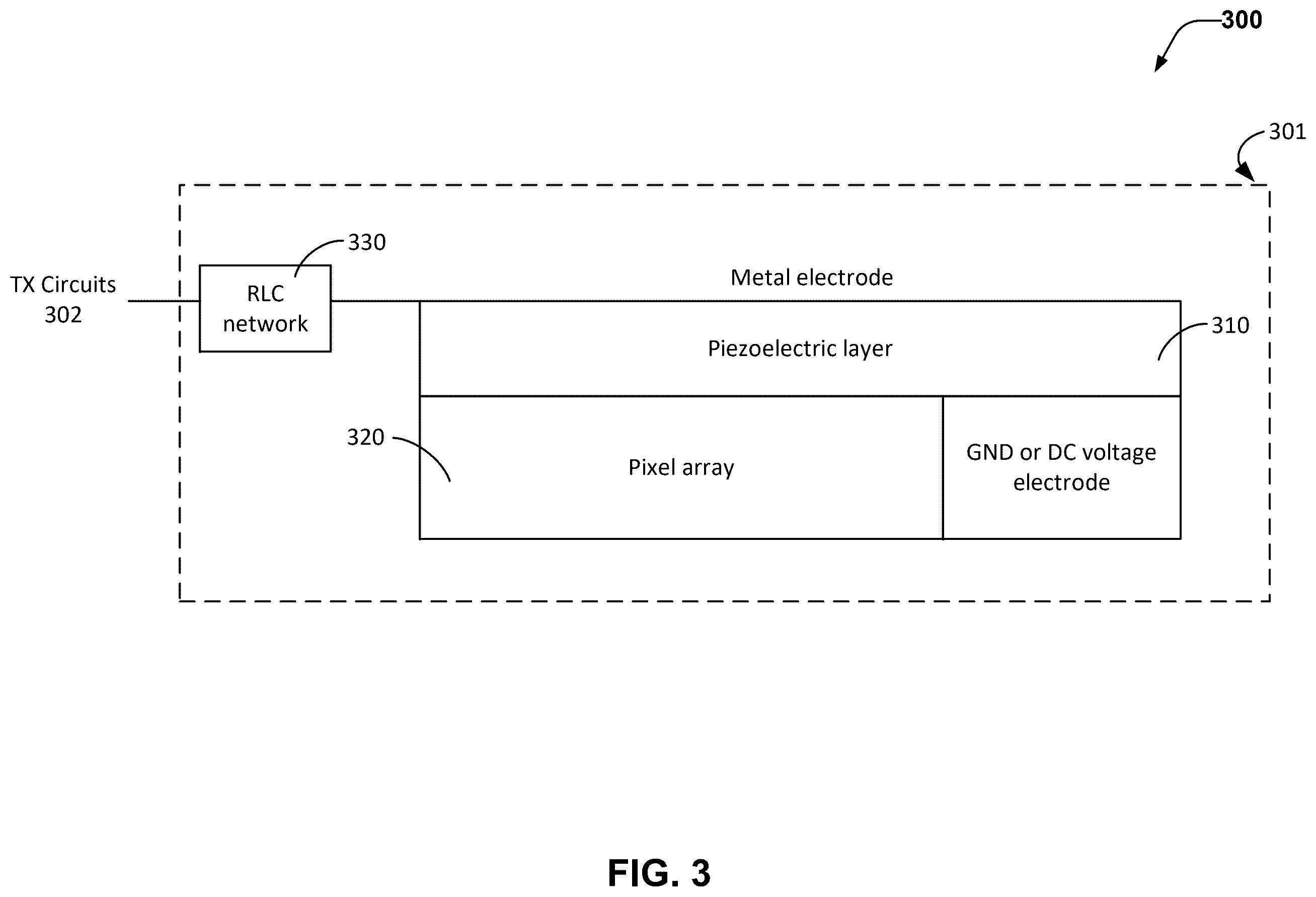 Patent US12488613 Figure 3 – Ultrasonic fingerprint sensor with passive and active common mode cancellation