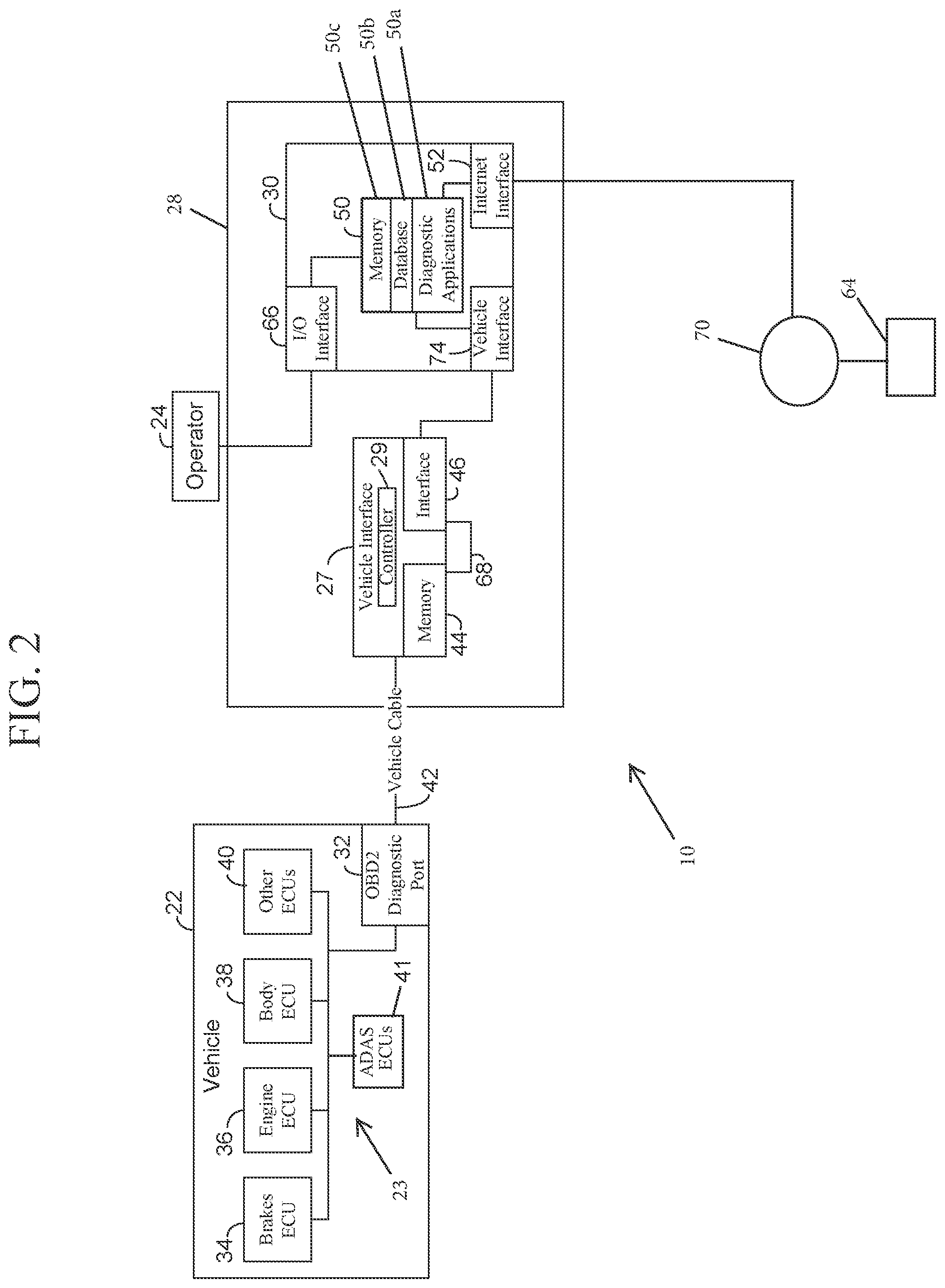 Patent US12488641 Figure 2 – Vehicle diagnostic system and method for providing repair recommendations