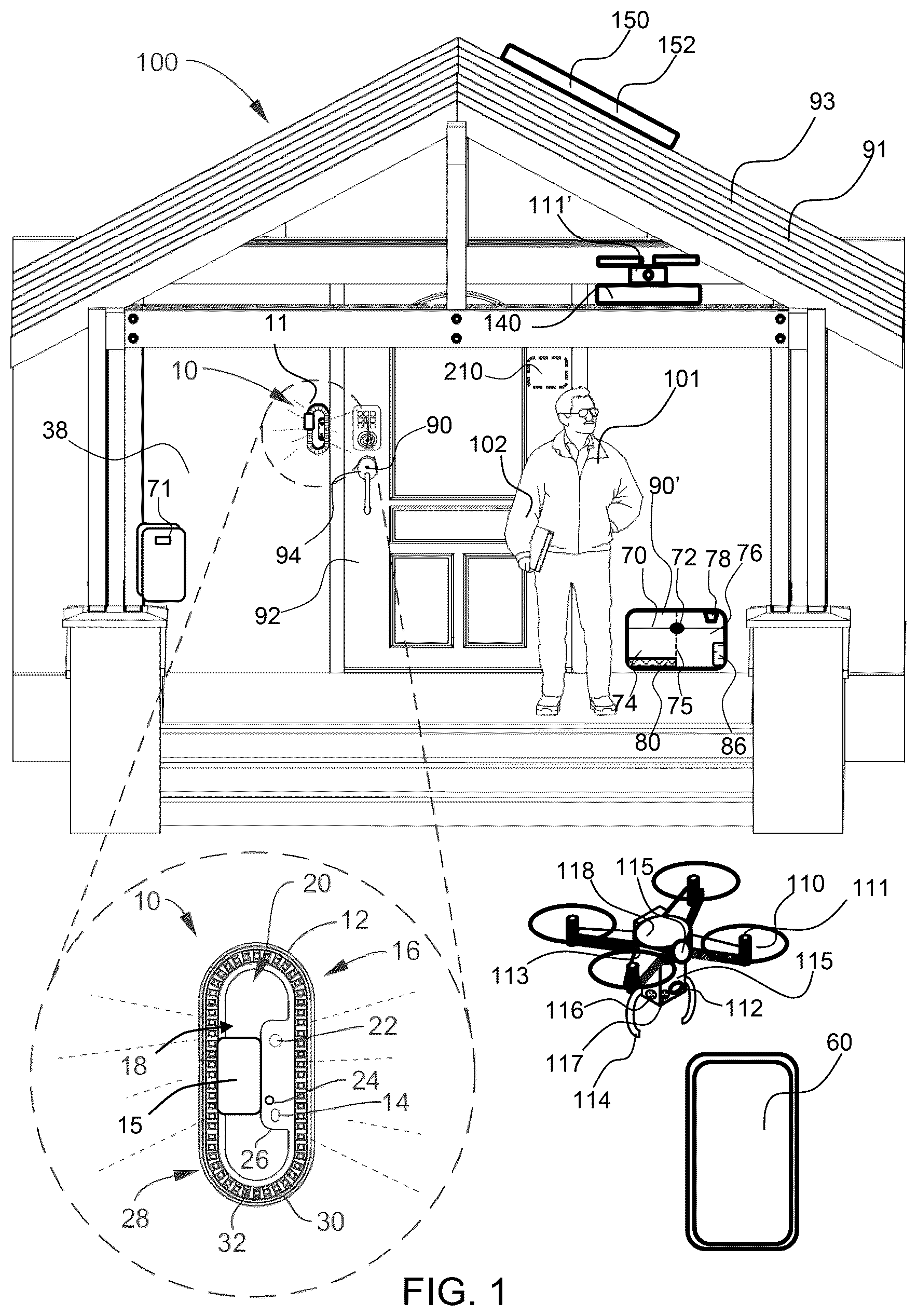 Patent US12488644 Figure 1 – Entry management system