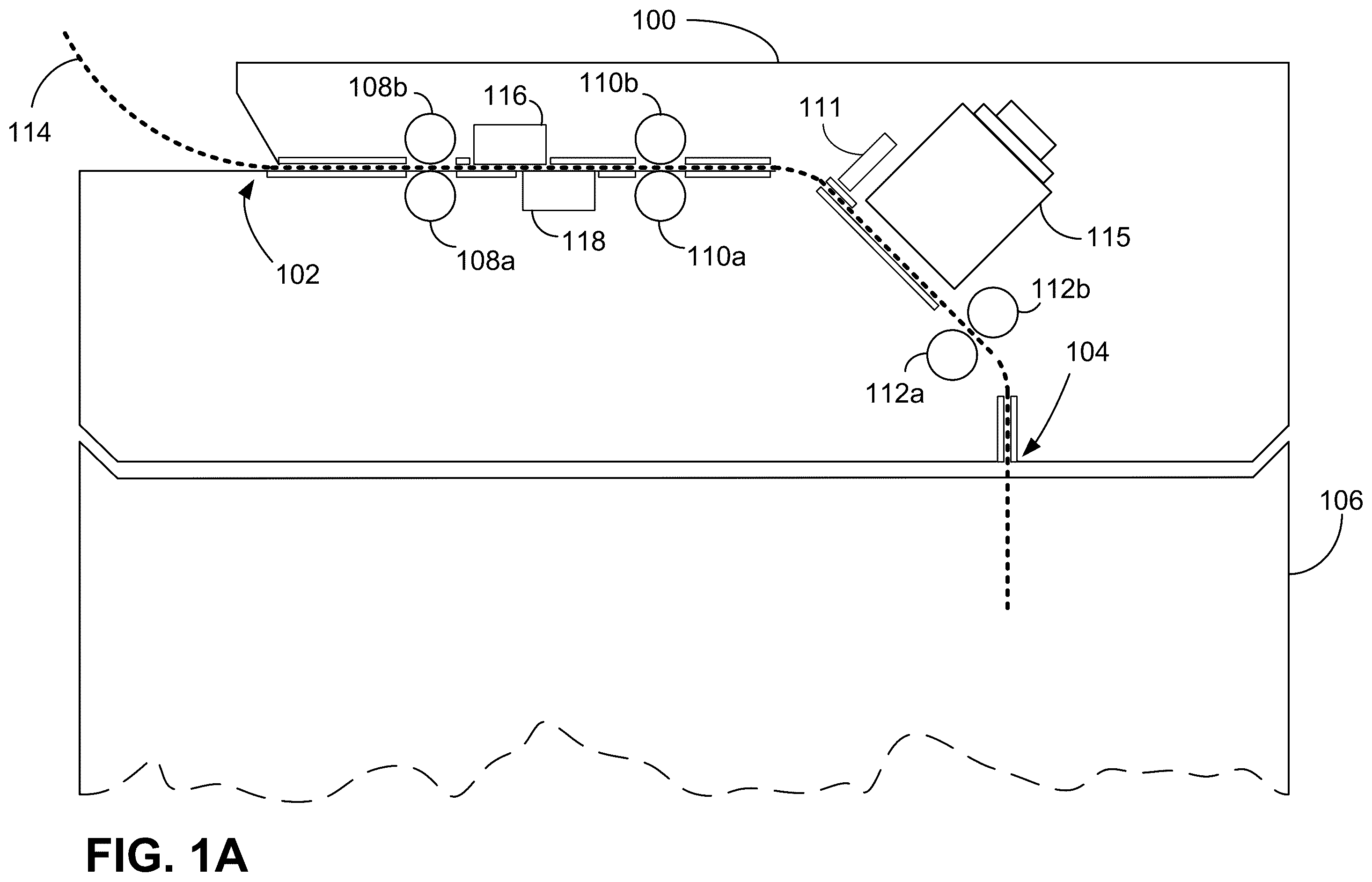 Patent US12488647 Figure 1 – Low profile apparatus for ballot tabulation and imprinting of unique identifiers