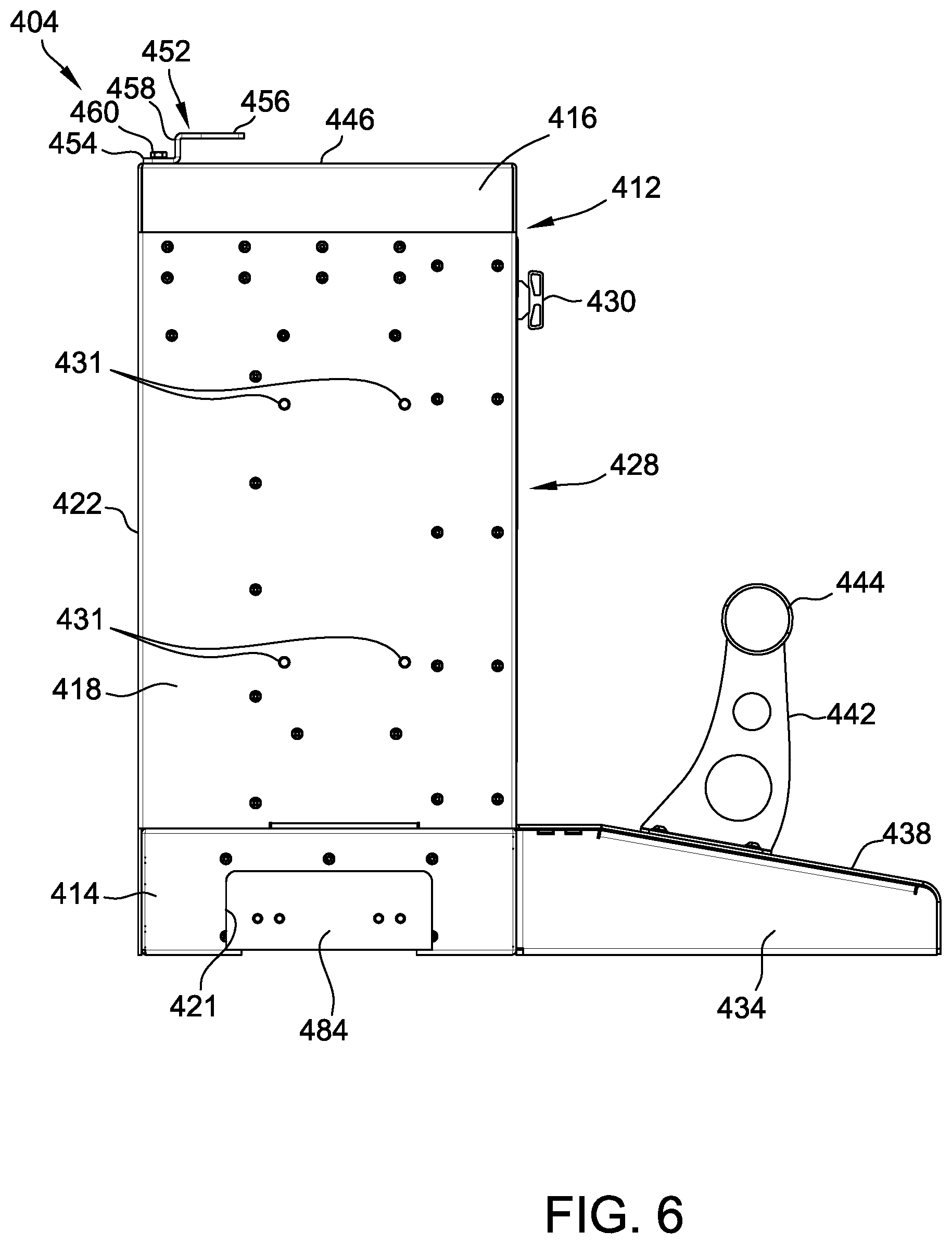 Patent US12488652 Figure 8 – Integrated stand for supporting electronic gaming machine and housing electronic gaming components thereof