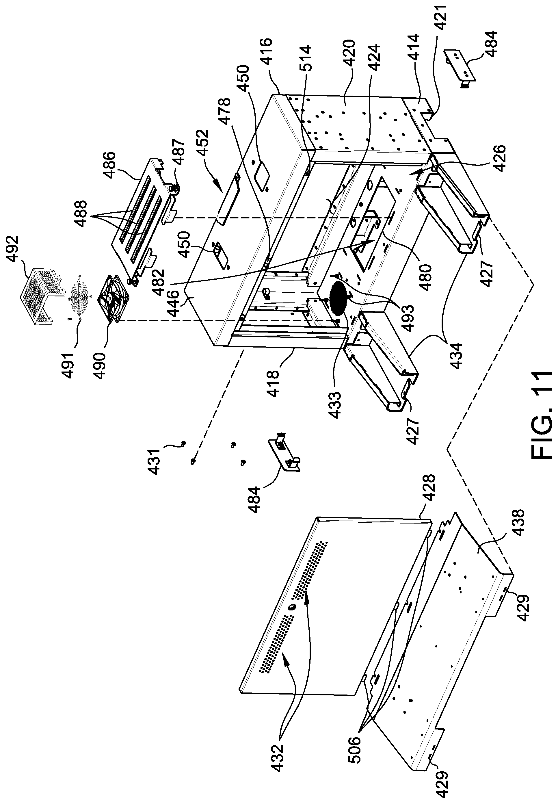 Patent US12488652 Figure 13 – Integrated stand for supporting electronic gaming machine and housing electronic gaming components thereof