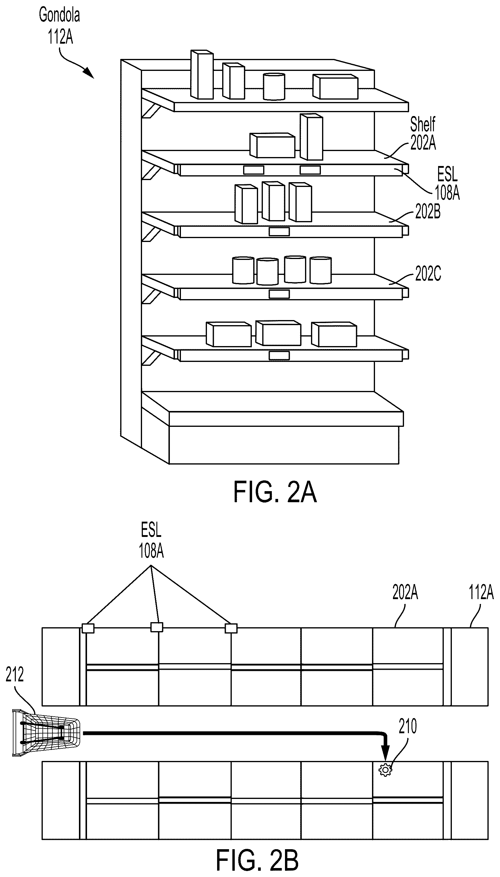 Patent US12488670 Figure 2 – Electronic shelf label (ESL) position based notifications
