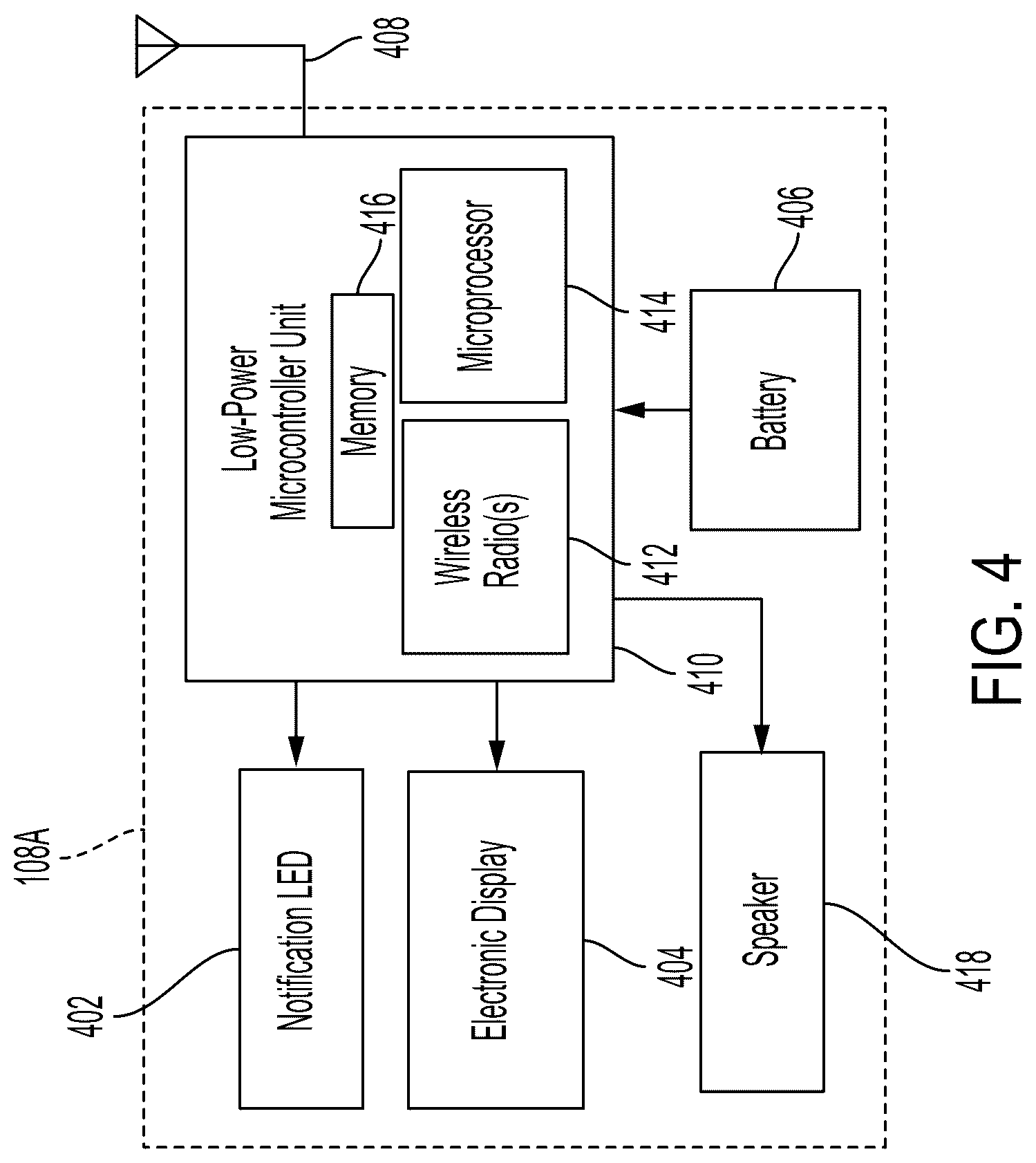 Patent US12488670 Figure 4 – Electronic shelf label (ESL) position based notifications