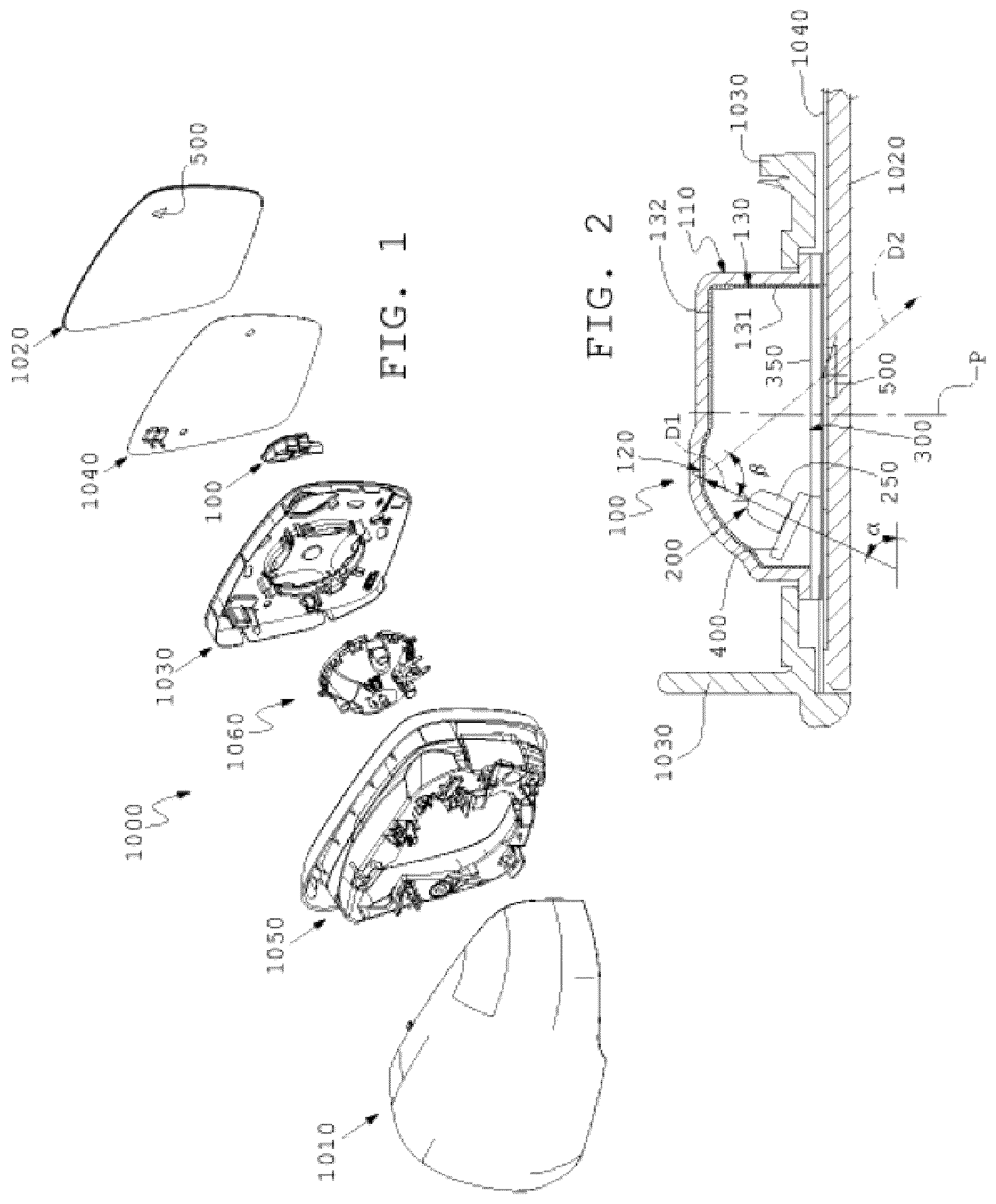 Patent US12488690 Figure 1 – Blind spot indicator assembly for a motor vehicle and rear-view mirror comprising said blind spot indicator assembly