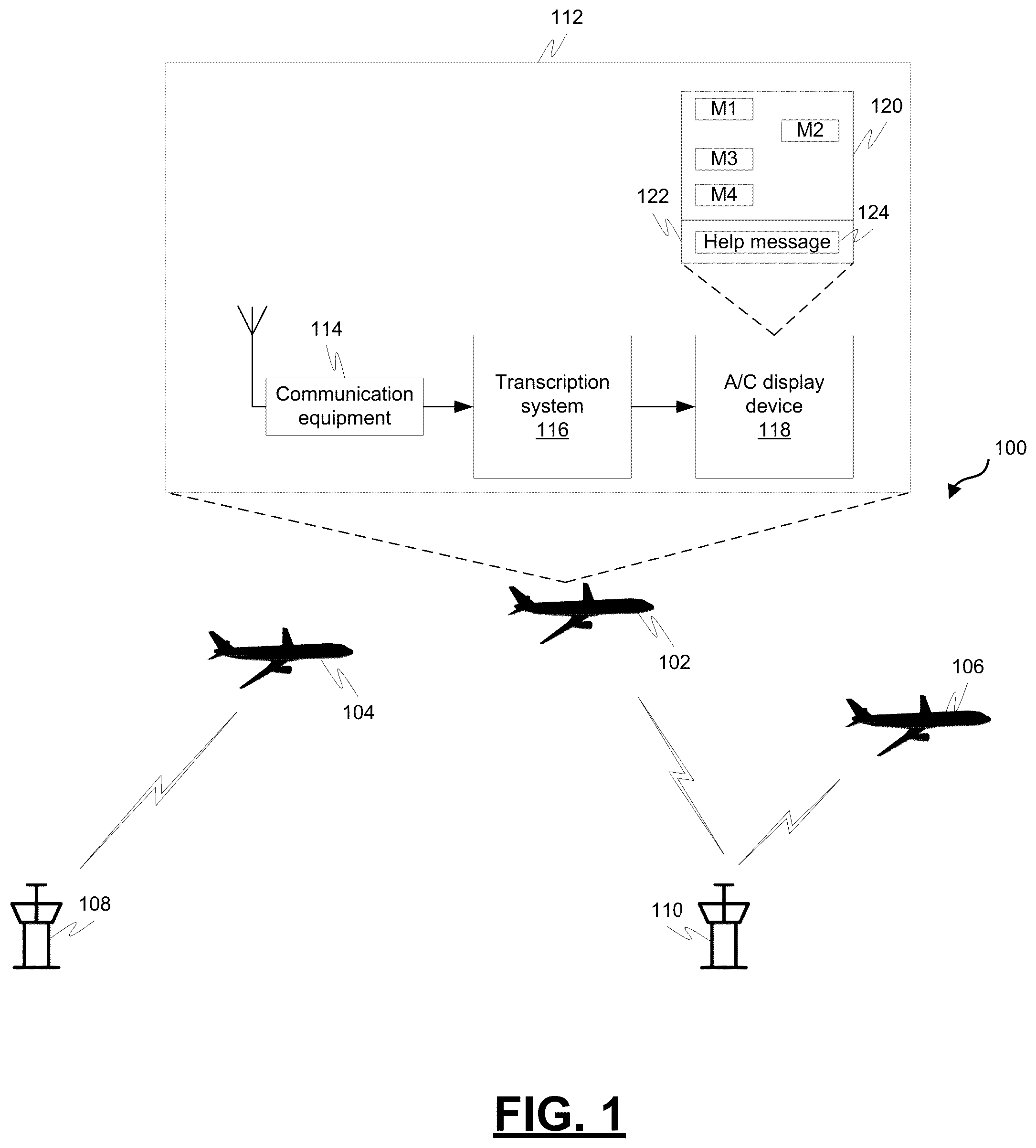 Patent US12488692 Figure 1 – Systems and methods for identifying context for cockpit alerts