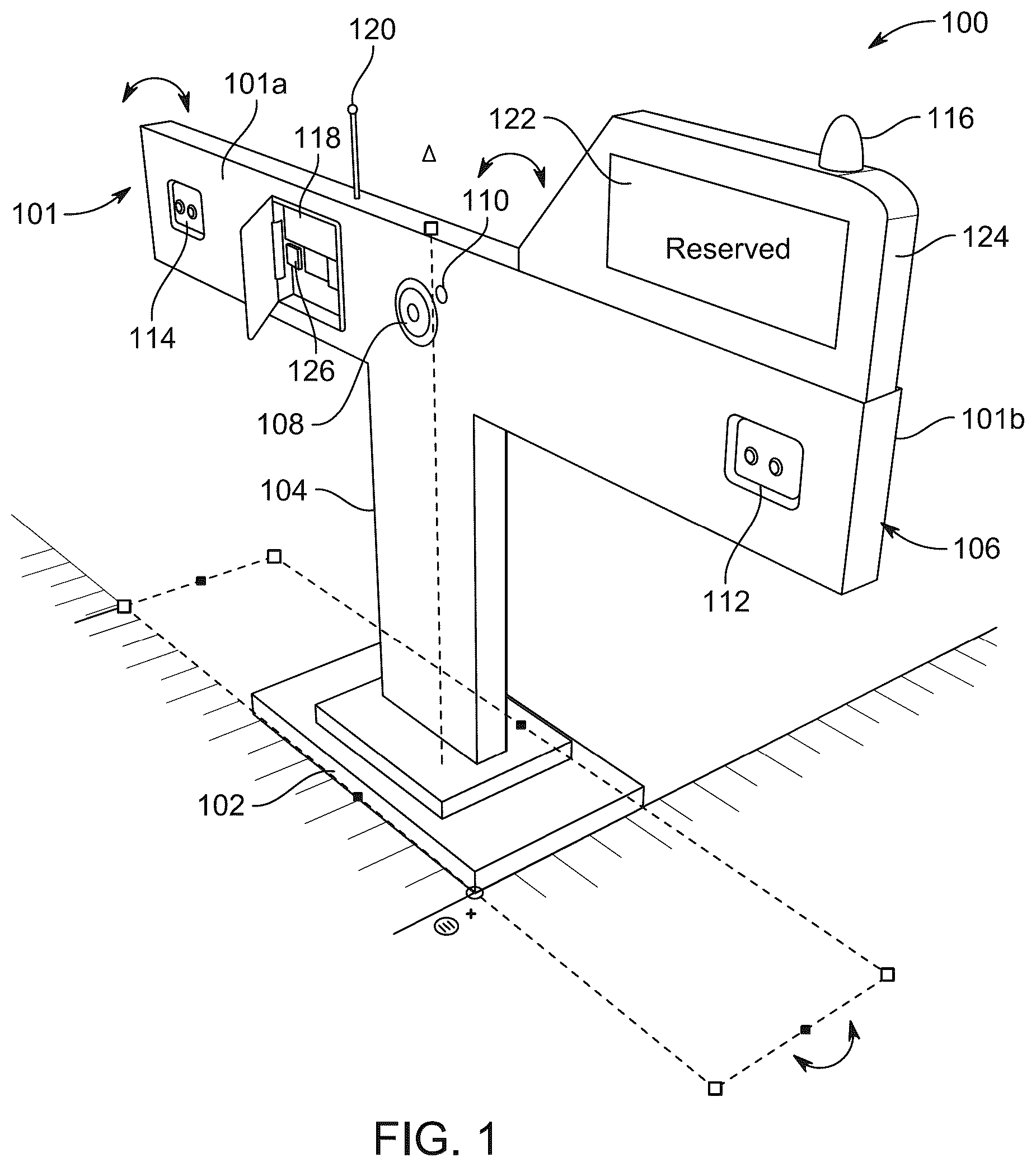 Patent US12488711 Figure 1 – Parking device