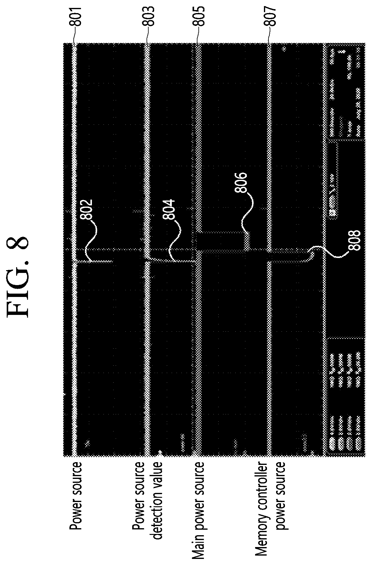 Patent US12488768 Figure 8 – Display device preventing memory controller error due to instant voltage drop, and method therefor