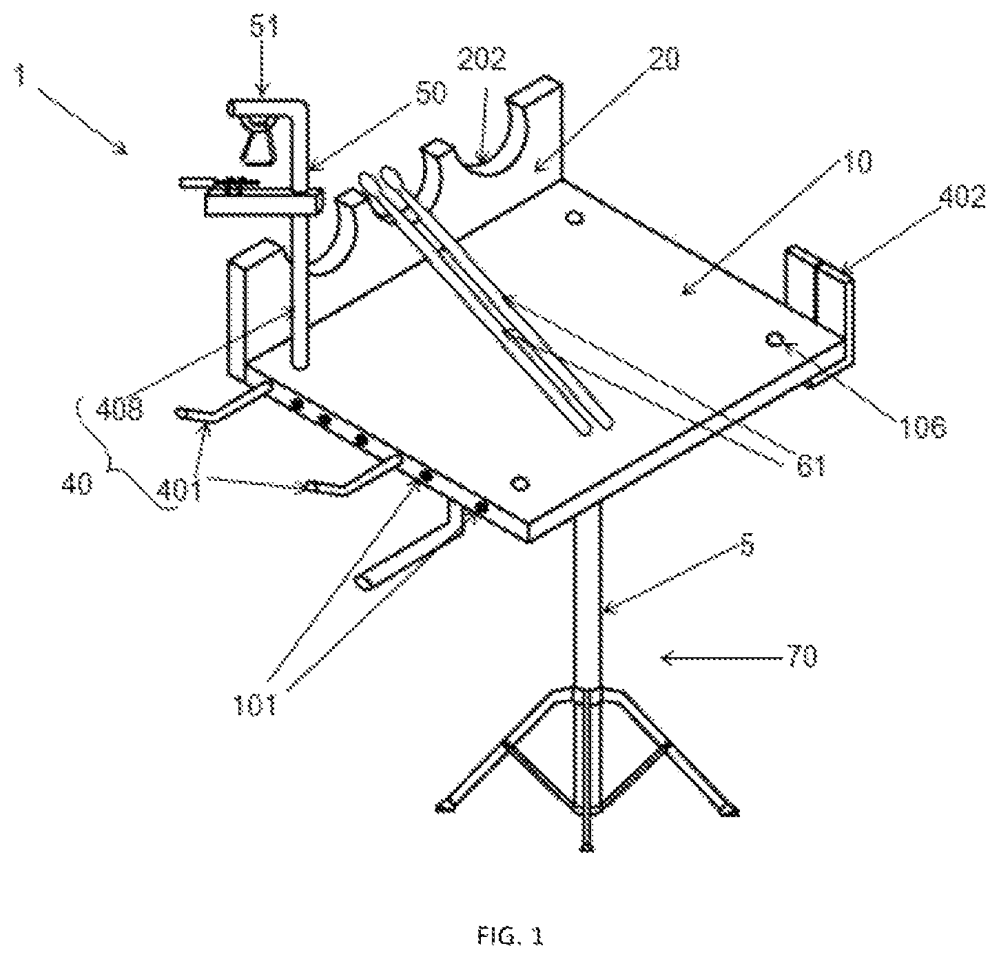 Patent US12488771 Figure 1 – Multi-purpose percussion accessory stand