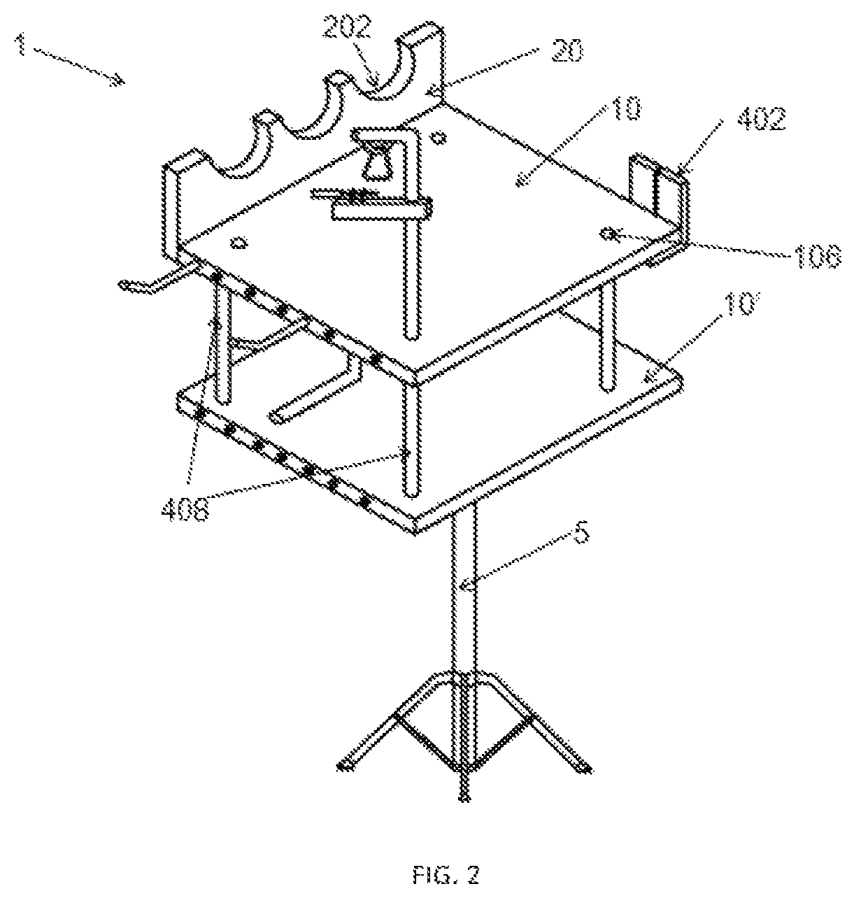 Patent US12488771 Figure 2 – Multi-purpose percussion accessory stand