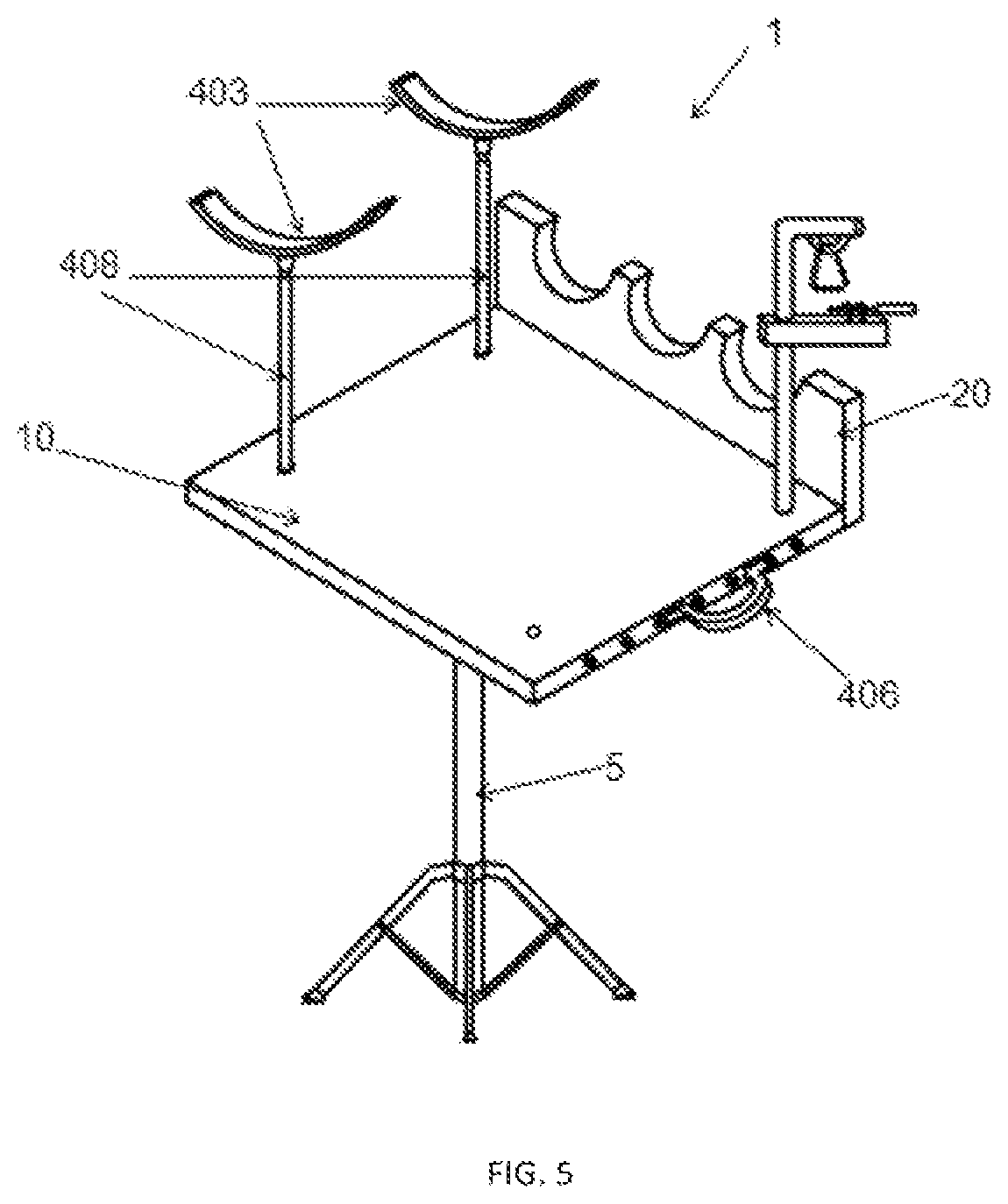 Patent US12488771 Figure 5 – Multi-purpose percussion accessory stand