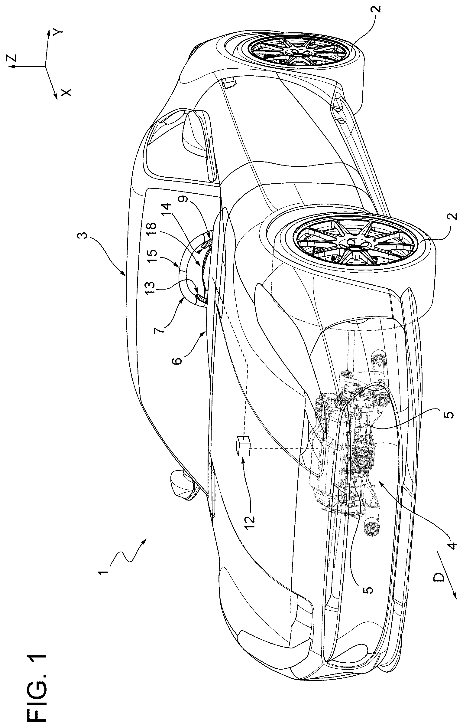 Patent US12488777 Figure 1 – Control method for an electric road vehicle to reproduce a sound associable with a gear shift and related road vehicle