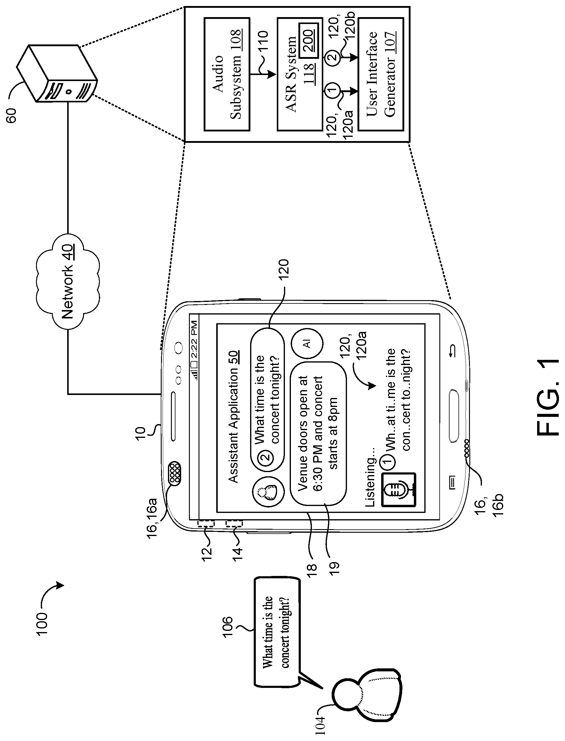 Patent US12488791 Figure 1 – Contextual biasing with text injection