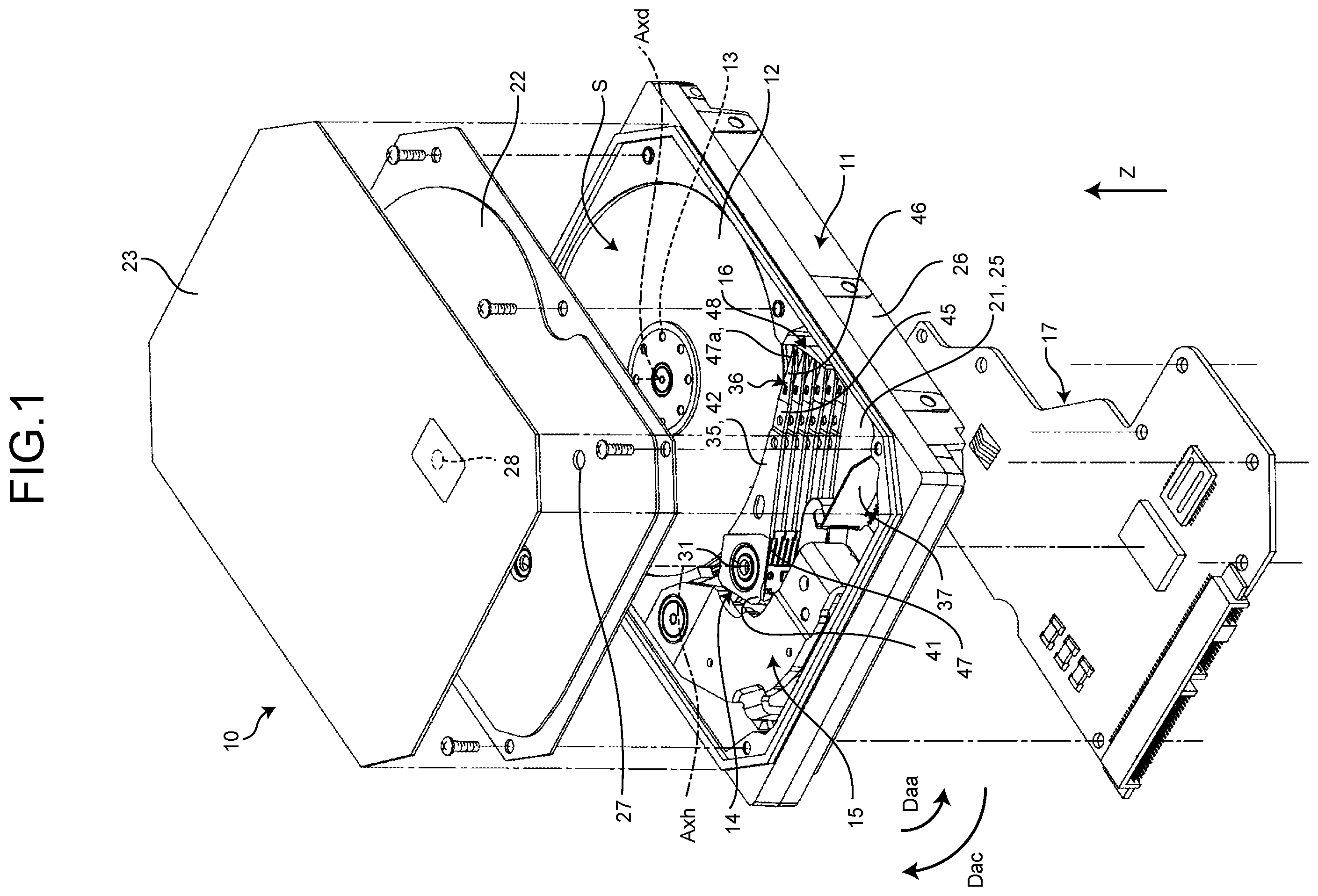 Patent US12488808 Figure 1 – Disk device and ramp