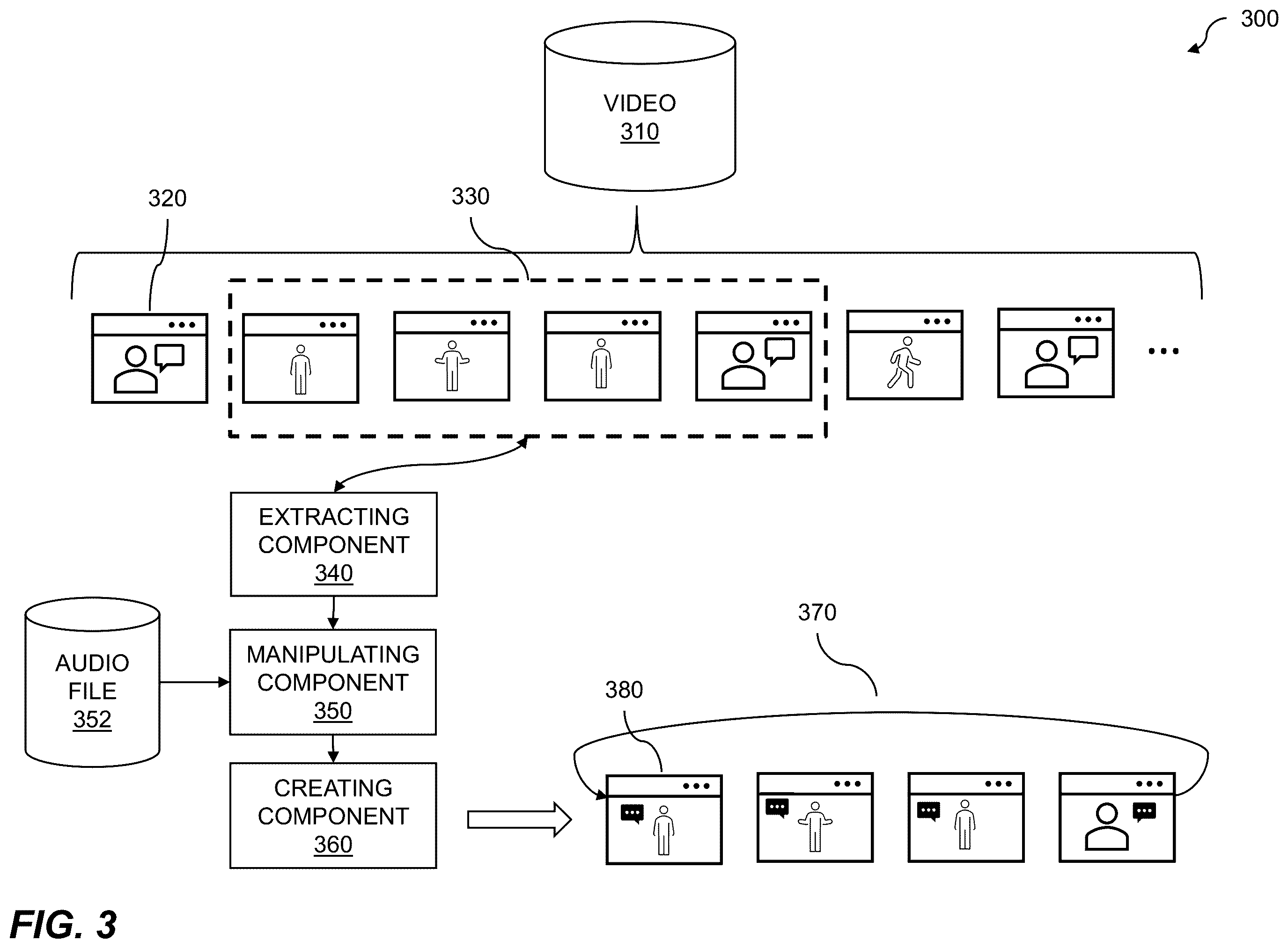 Patent US12488810 Figure 3 – Expandable video loop with replacement audio