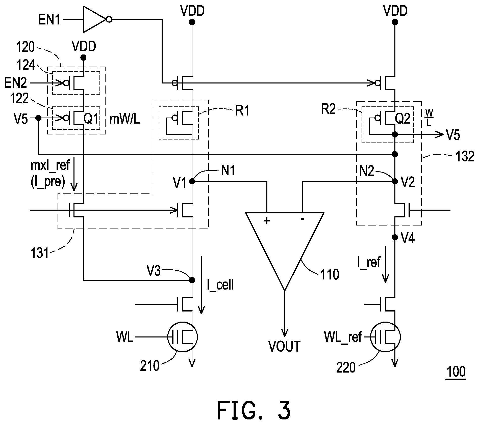 Patent US12488841 Figure 3 – Current sensing circuit using proportional current mirrors