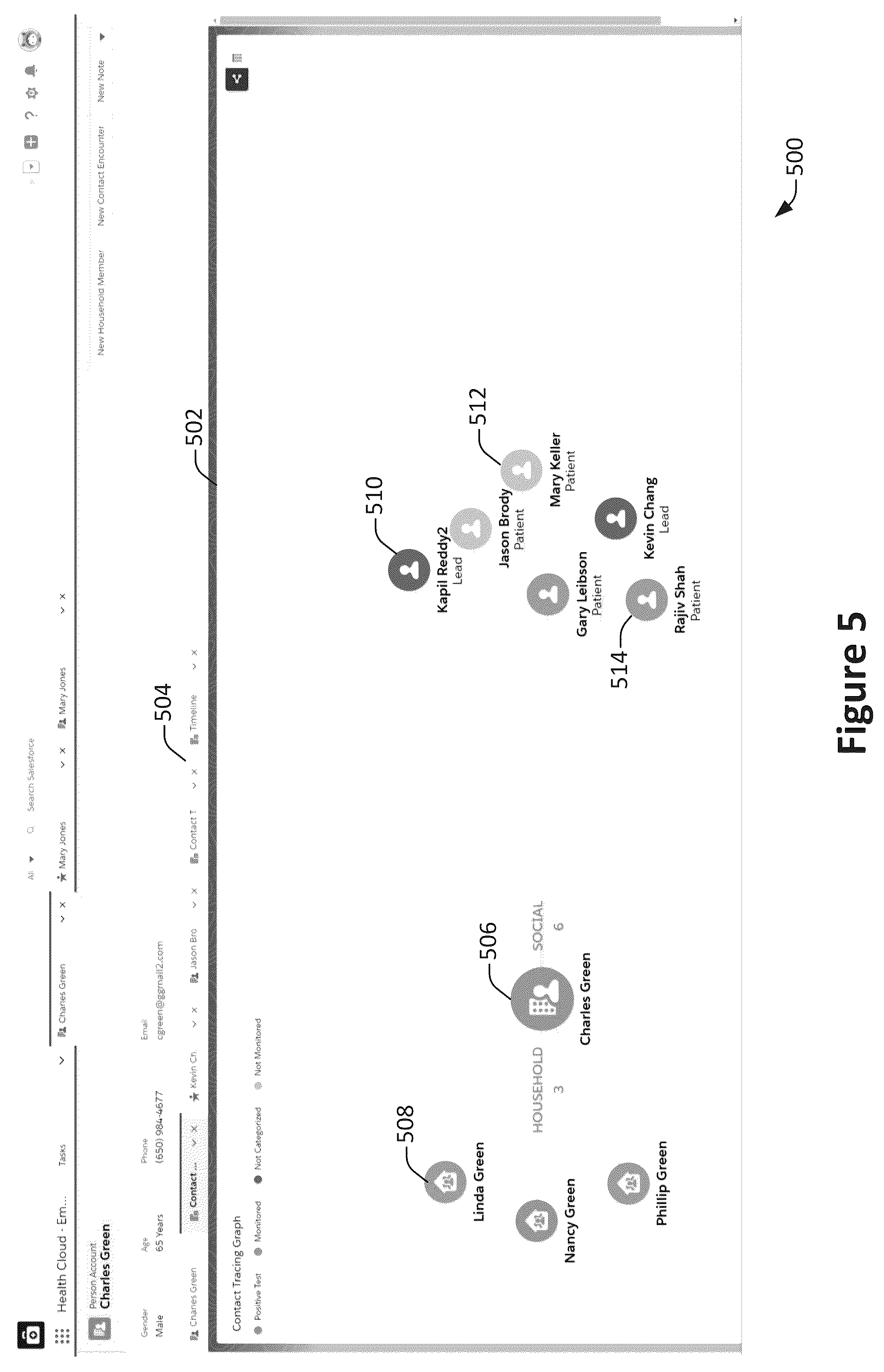 Patent US12488903 Figure 5 – Contact tracing as a service using a database system
