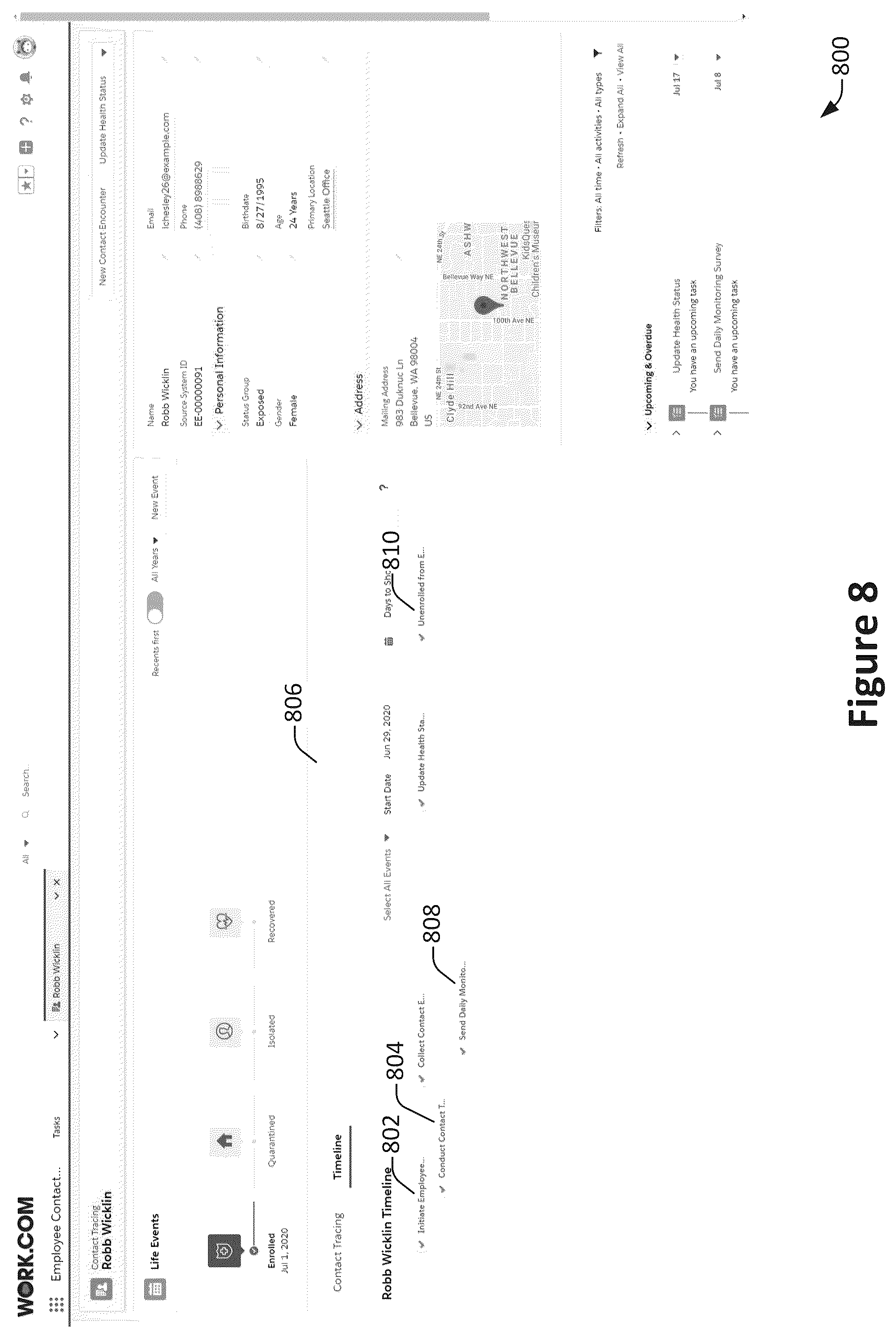 Patent US12488903 Figure 8 – Contact tracing as a service using a database system