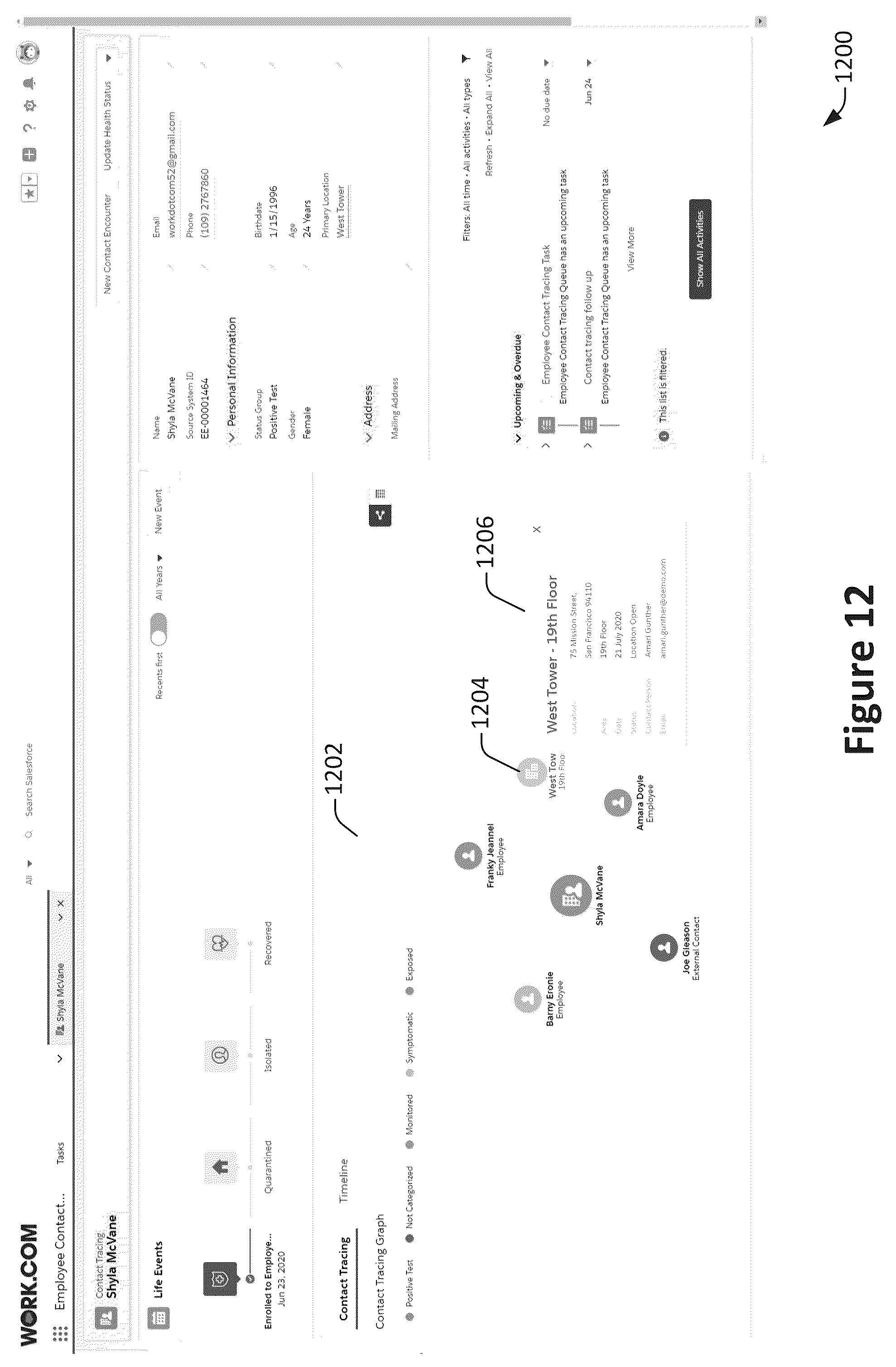 Patent US12488903 Figure 12 – Contact tracing as a service using a database system