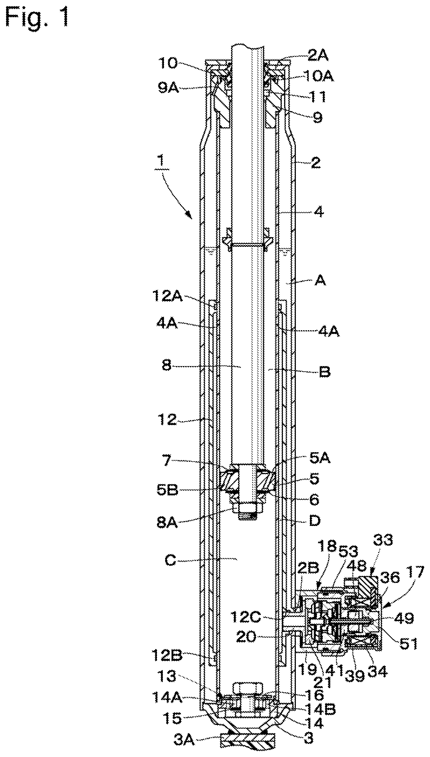 Patent US12488923 Figure 1 – Solenoid, damping force adjustment mechanism, and damping force adjustable shock absorber