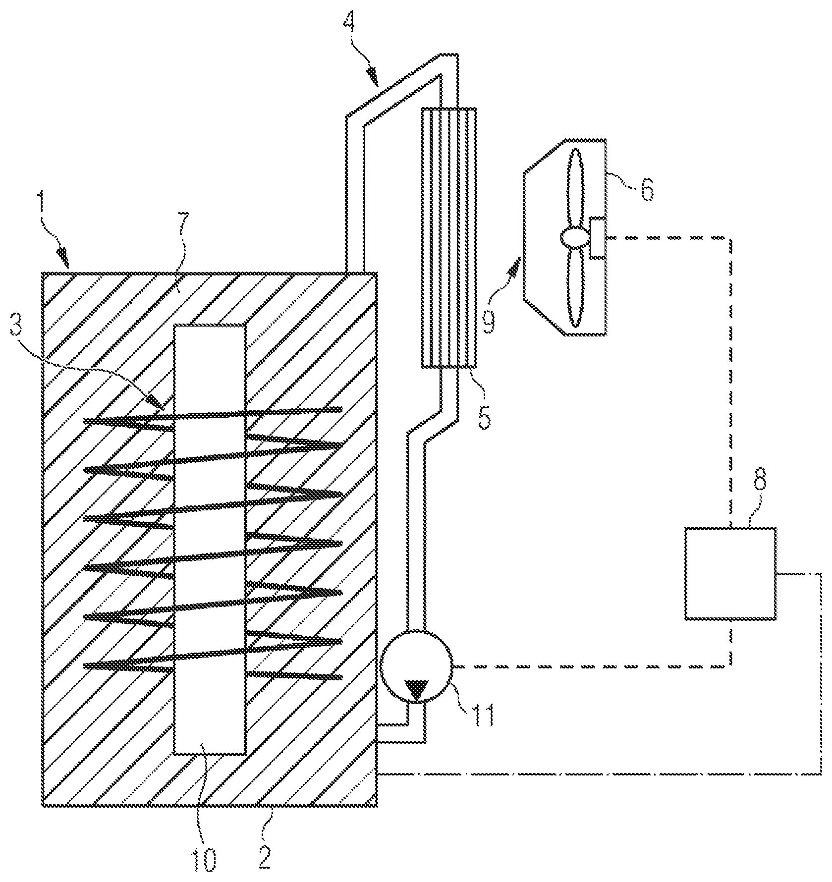 Patent US12488928 Figure 1 – Method for drying a transformer having a multistage cooling system, and cooling device controller for such a transformer