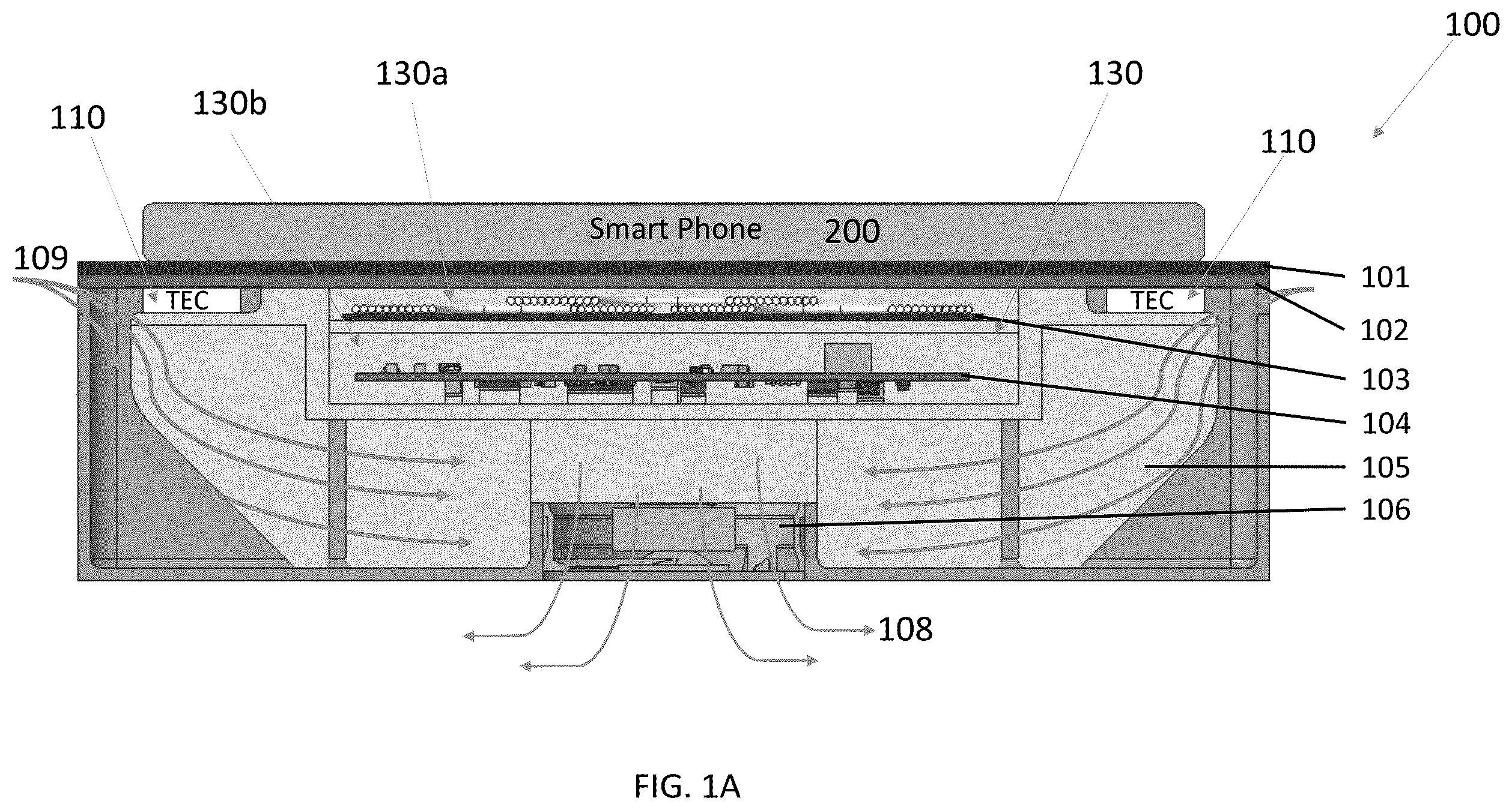 Patent US12488933 Figure 1 – Wireless charger having thermoelectric cooler chips for dissipating heat