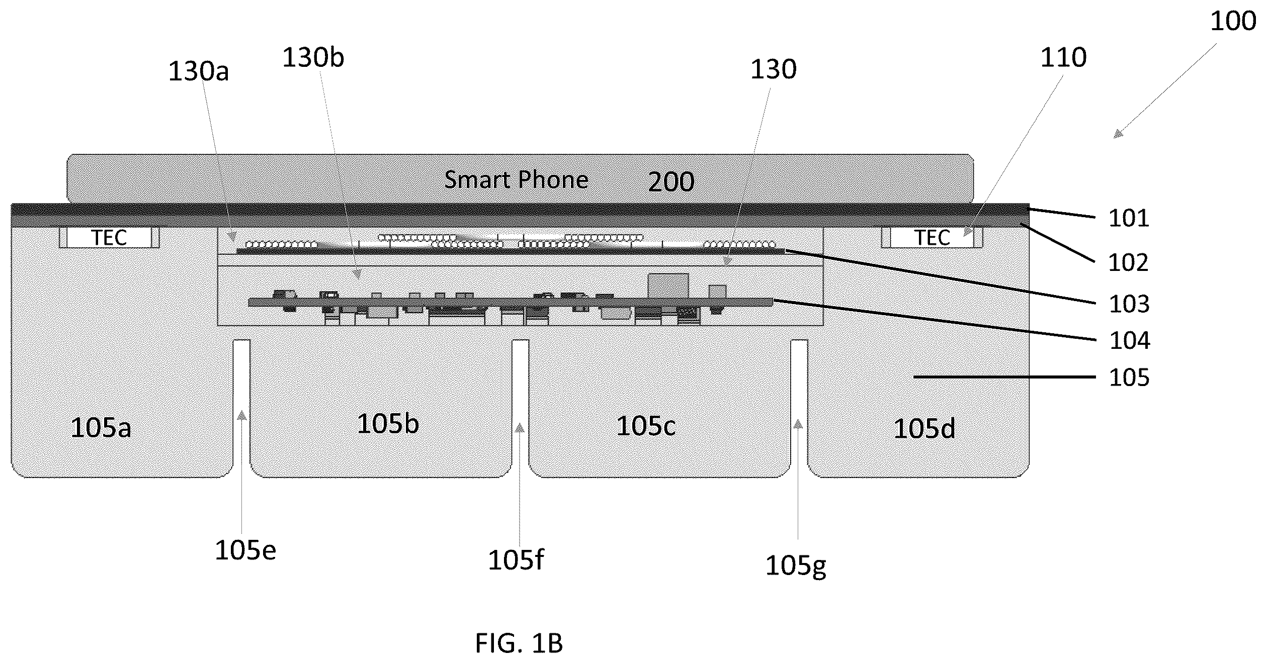 Patent US12488933 Figure 2 – Wireless charger having thermoelectric cooler chips for dissipating heat