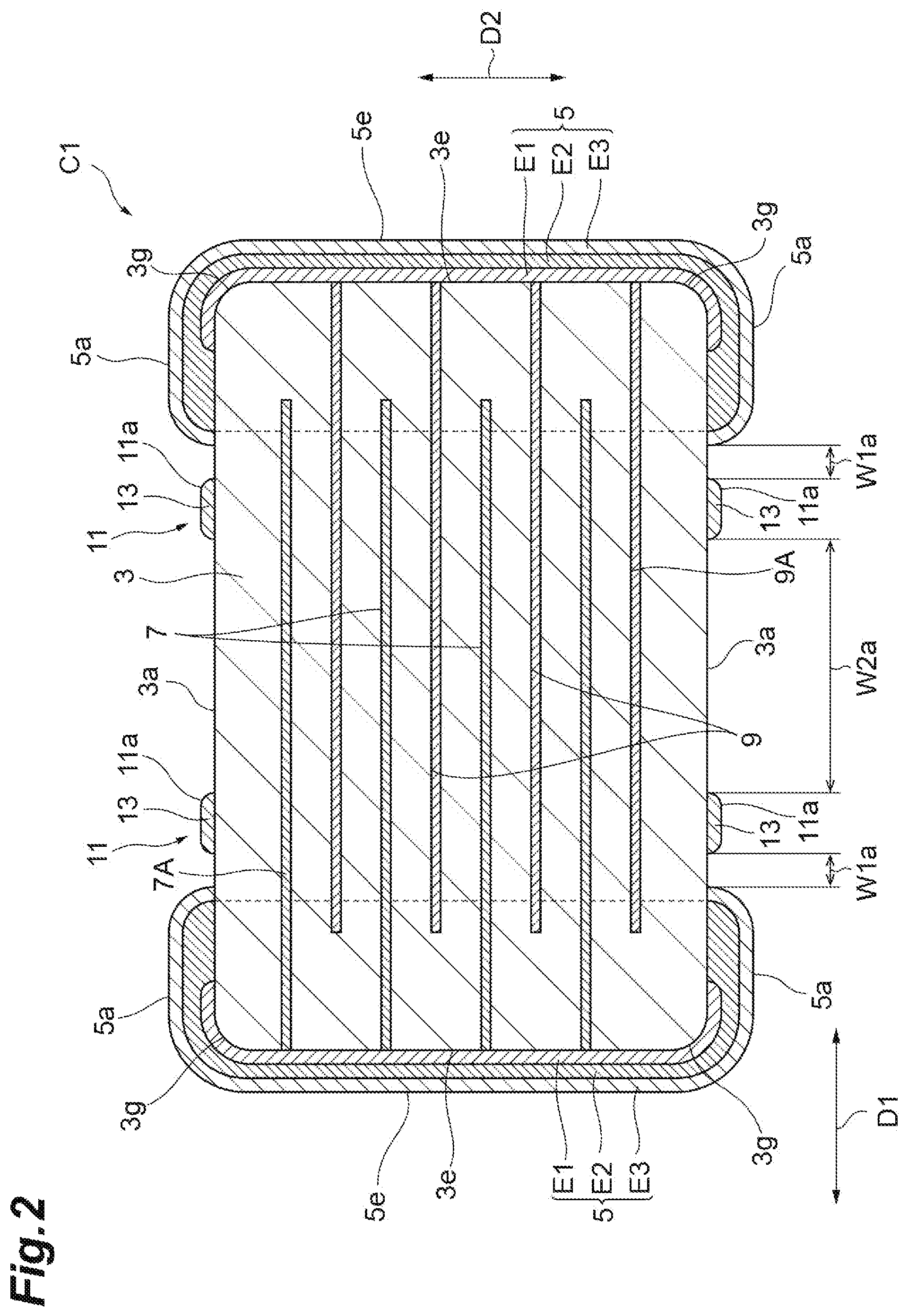 Patent US12488942 Figure 2 – Electronic component having element body and internal conductors and electronic component device