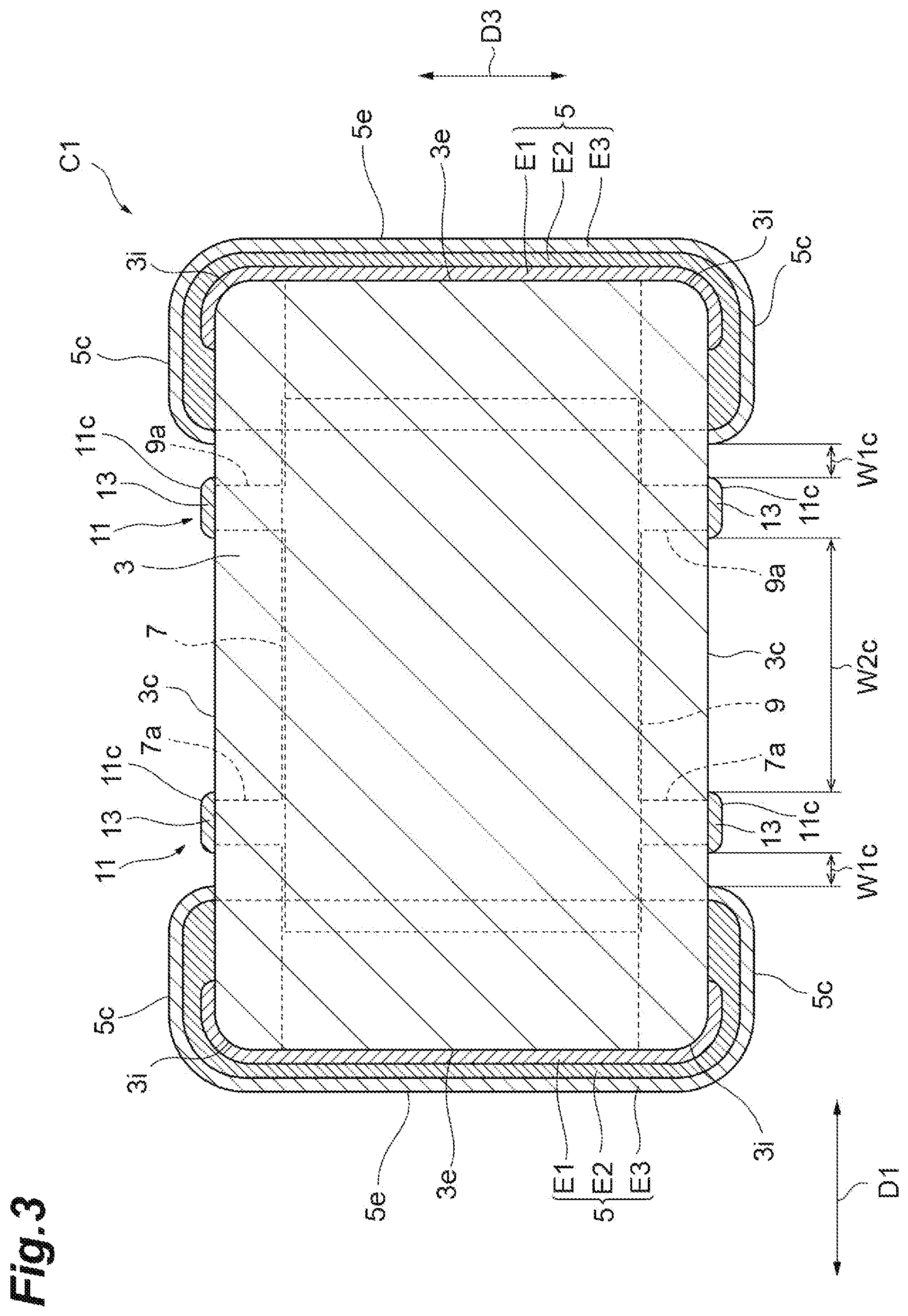 Patent US12488942 Figure 3 – Electronic component having element body and internal conductors and electronic component device