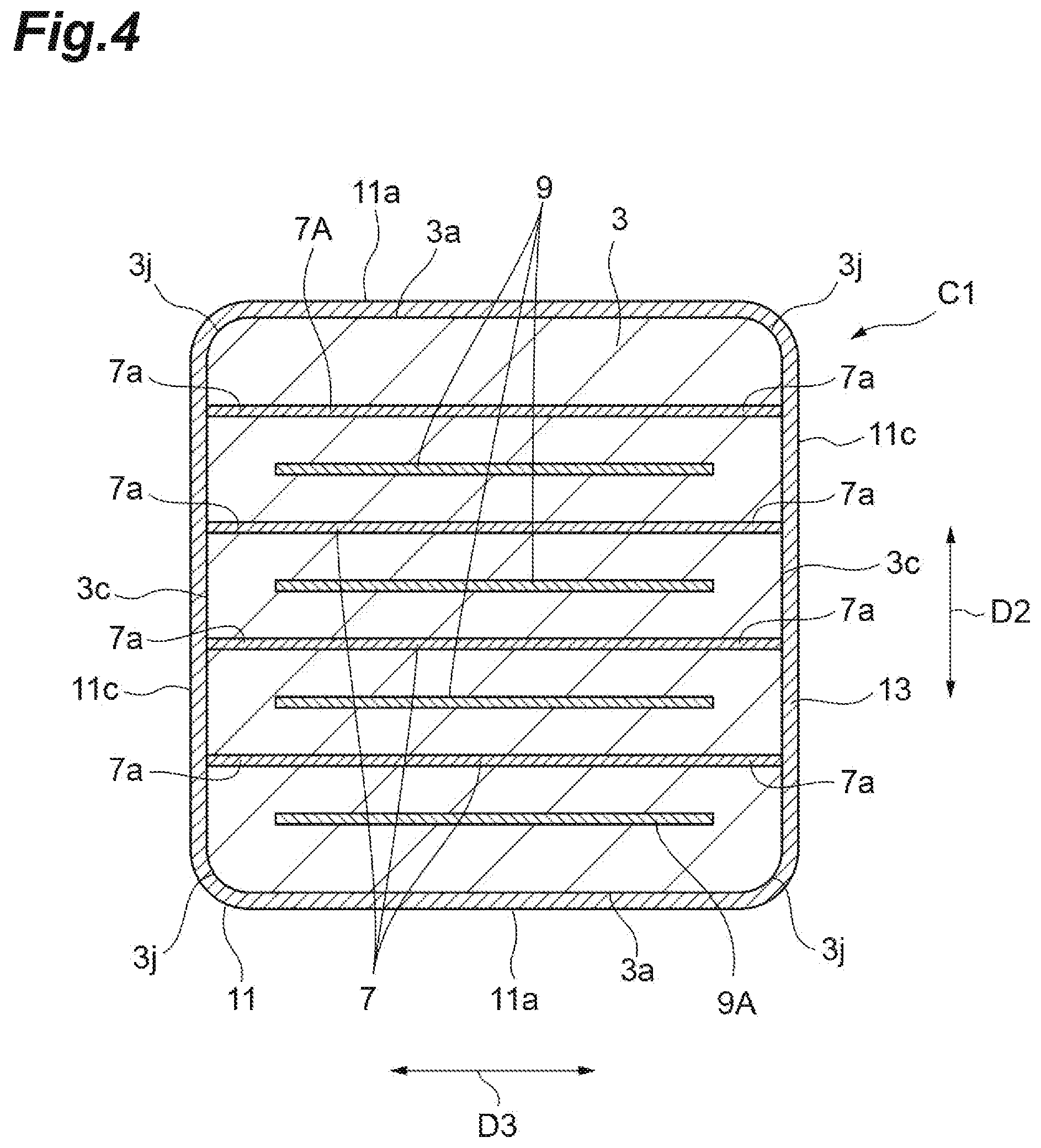 Patent US12488942 Figure 4 – Electronic component having element body and internal conductors and electronic component device