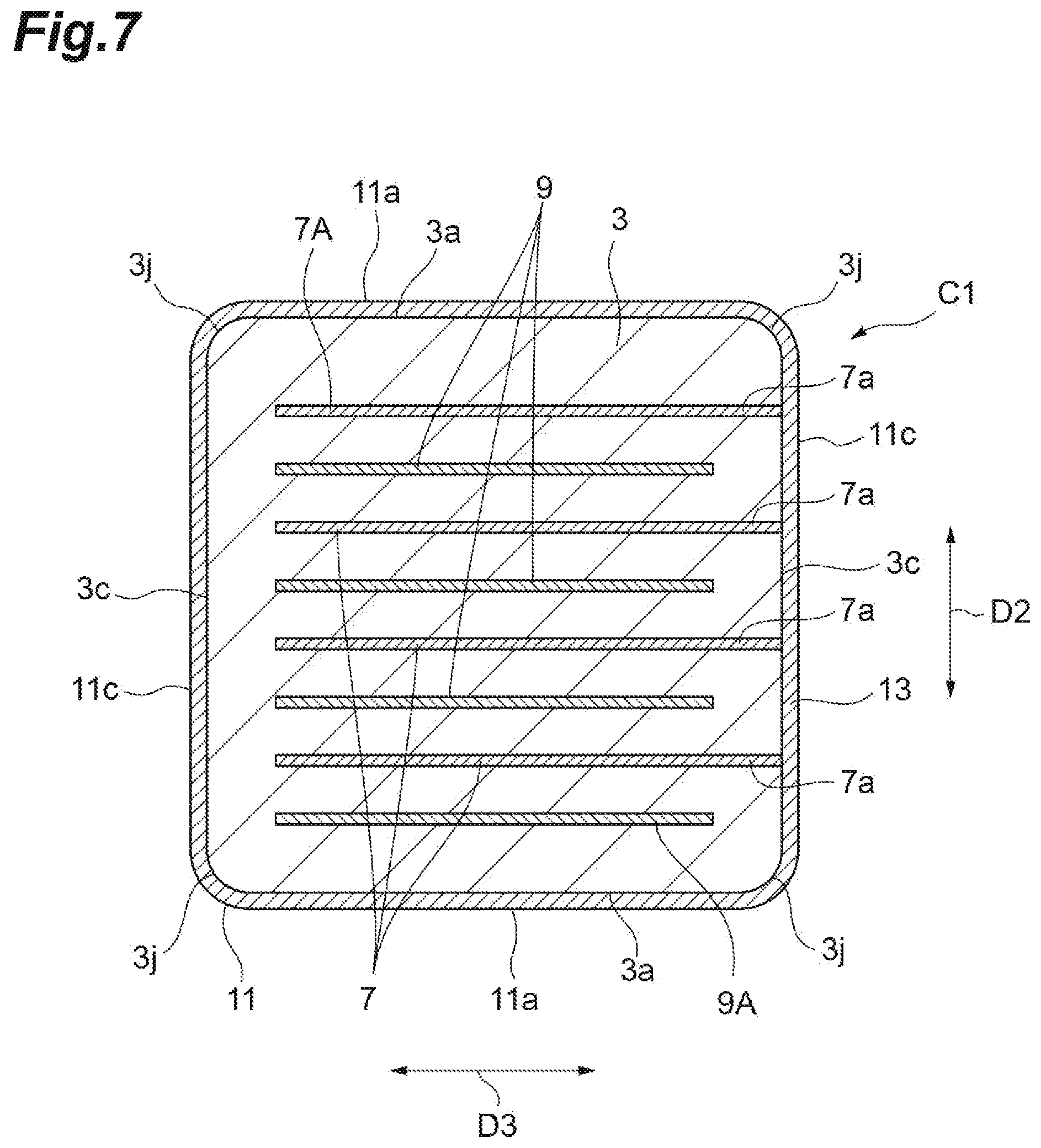 Patent US12488942 Figure 7 – Electronic component having element body and internal conductors and electronic component device