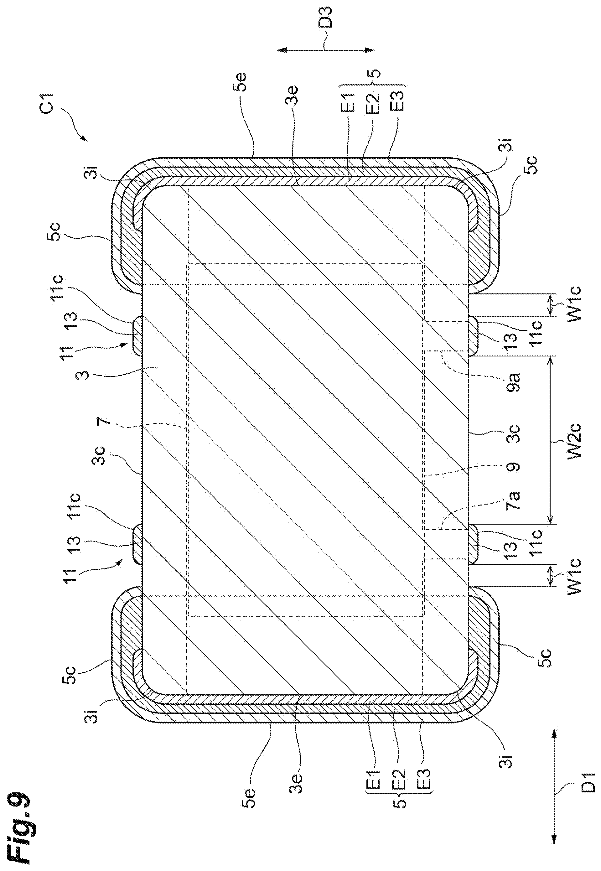 Patent US12488942 Figure 9 – Electronic component having element body and internal conductors and electronic component device
