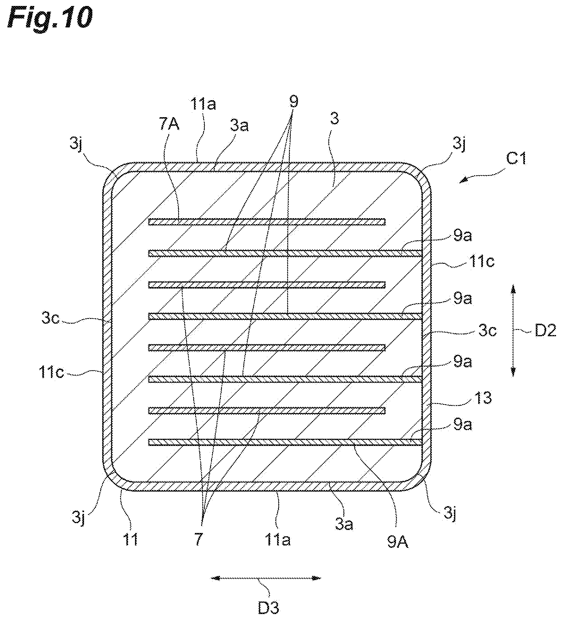 Patent US12488942 Figure 10 – Electronic component having element body and internal conductors and electronic component device