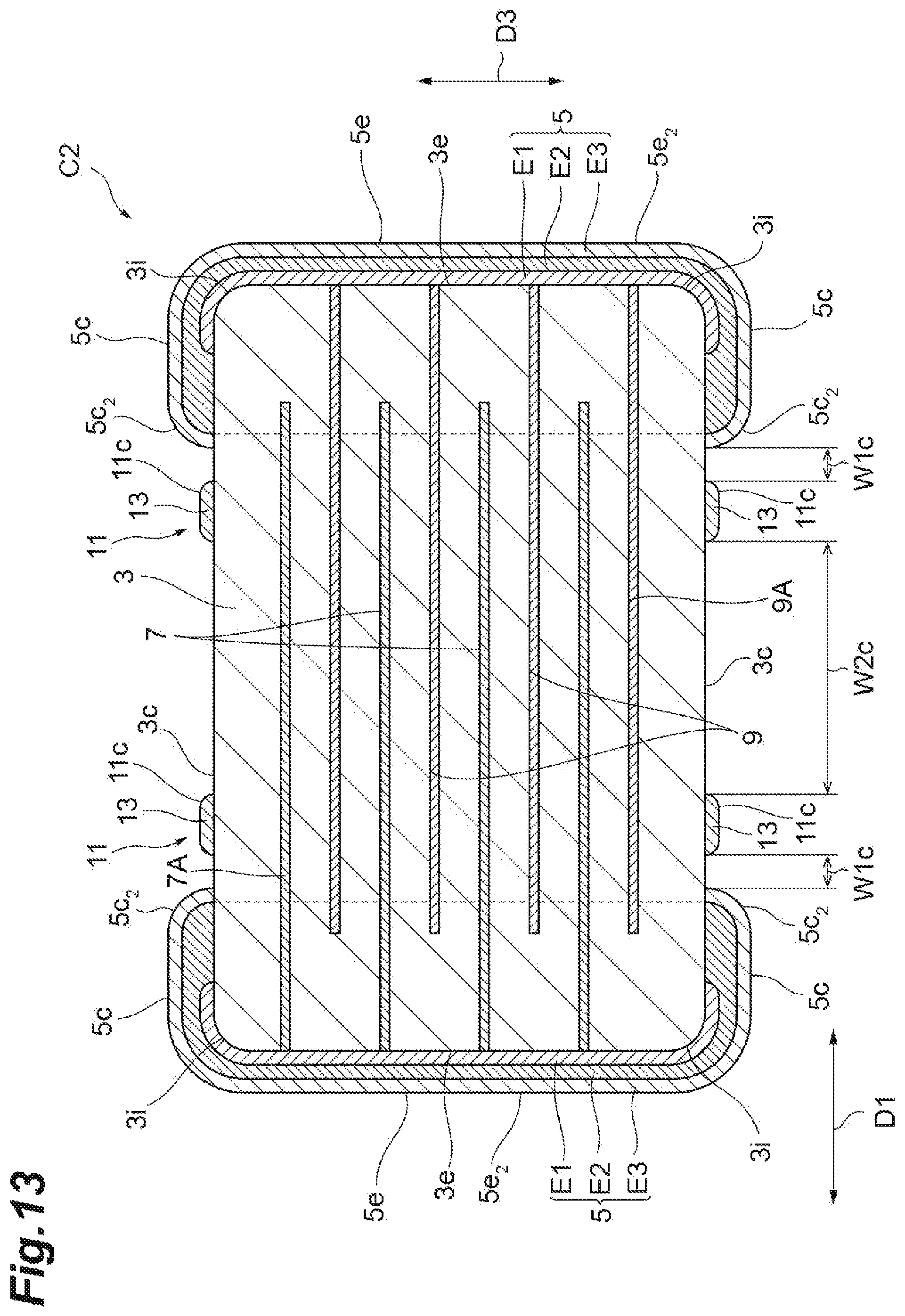 Patent US12488942 Figure 13 – Electronic component having element body and internal conductors and electronic component device
