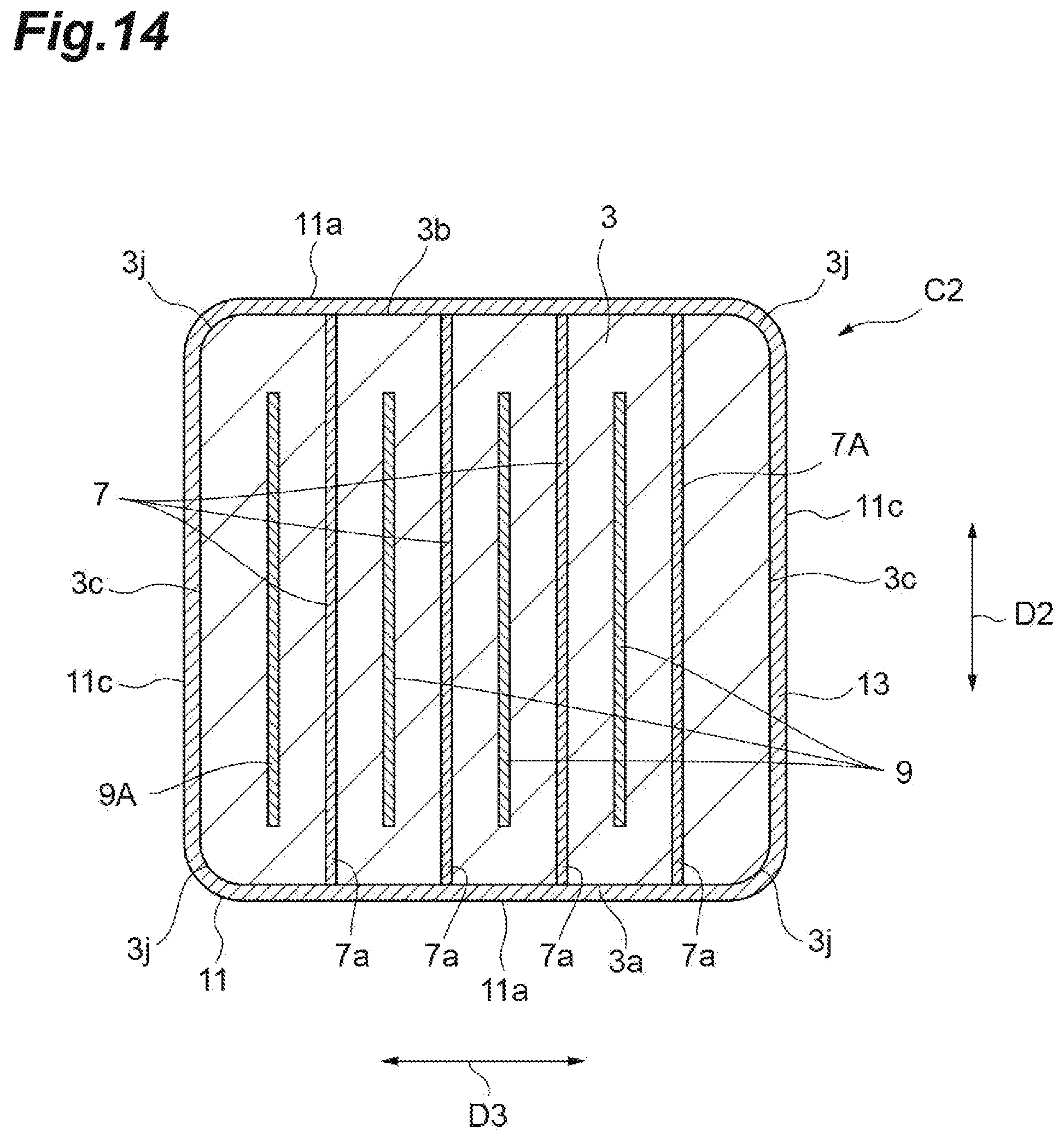 Patent US12488942 Figure 14 – Electronic component having element body and internal conductors and electronic component device
