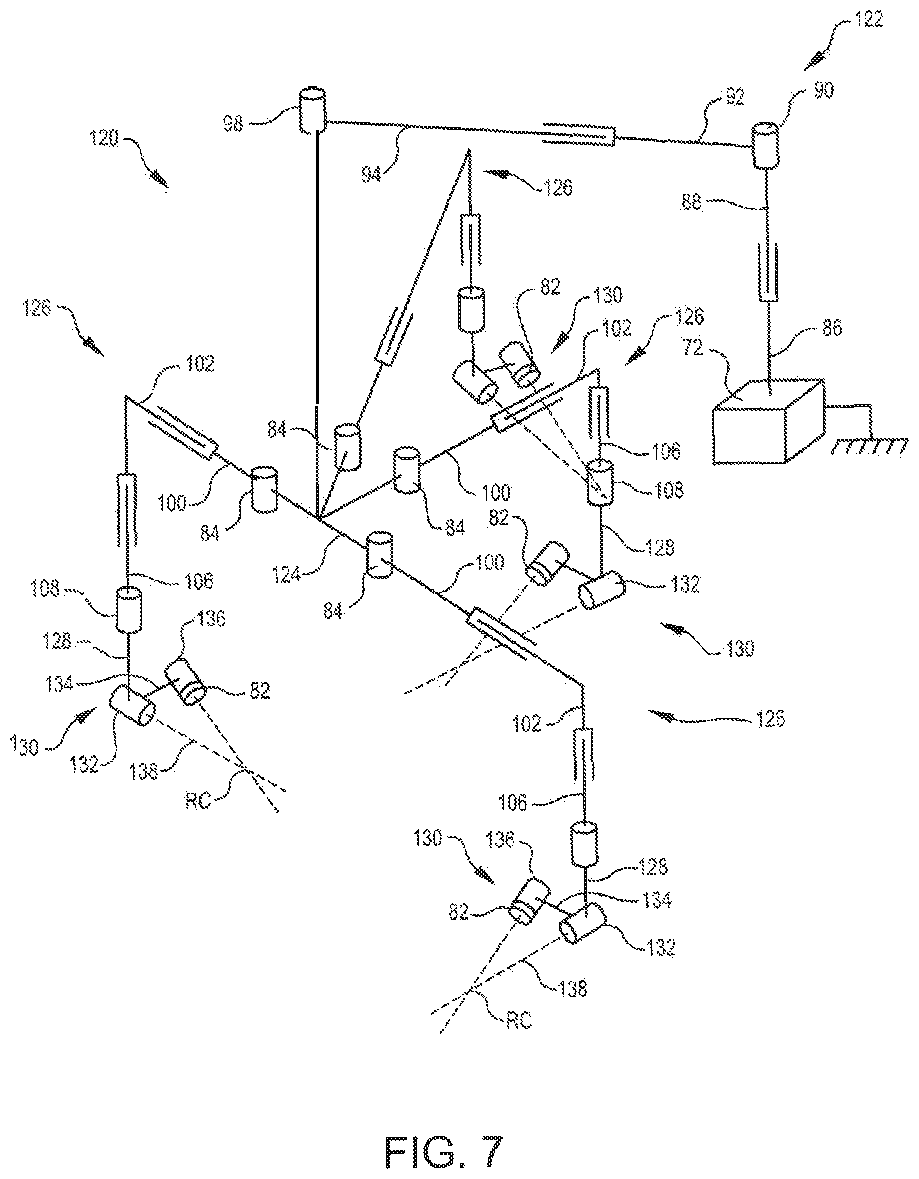 Patent US12491038 Figure 6 – Limited movement of a surgical mounting platform controlled by manual motion of robotic arms