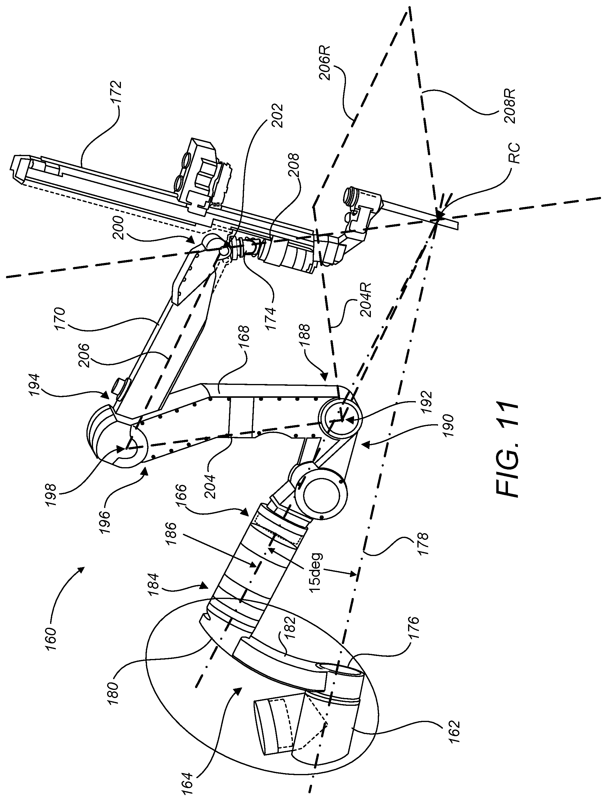 Patent US12491039 Figure 8 – Redundant axis and degree of freedom for hardware-constrained remote center robotic manipulator