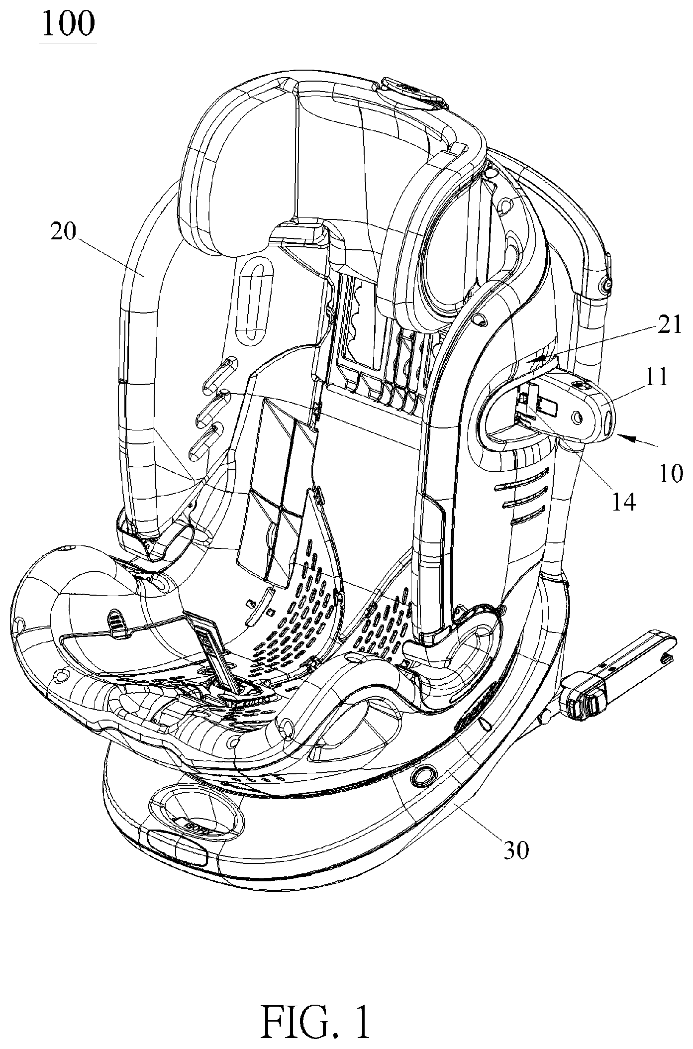 Patent US12491802 Figure 1 – Side impact protection mechanism