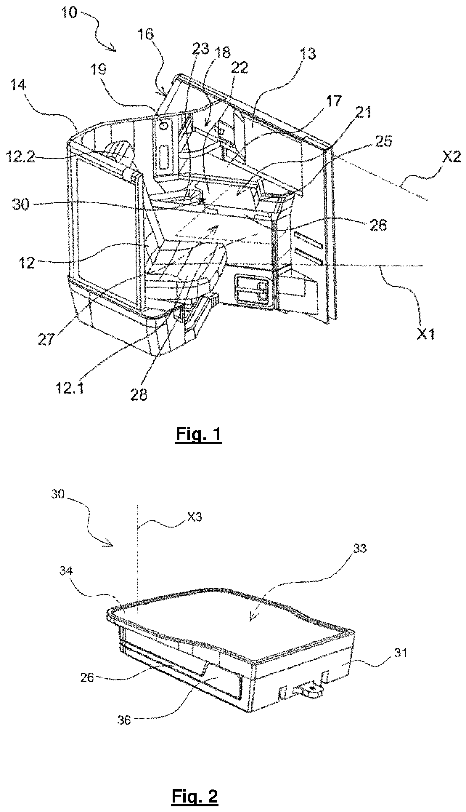 Patent US12492001 — Item of furniture provided with a device for rotatably deploying a movable element — Figure 1