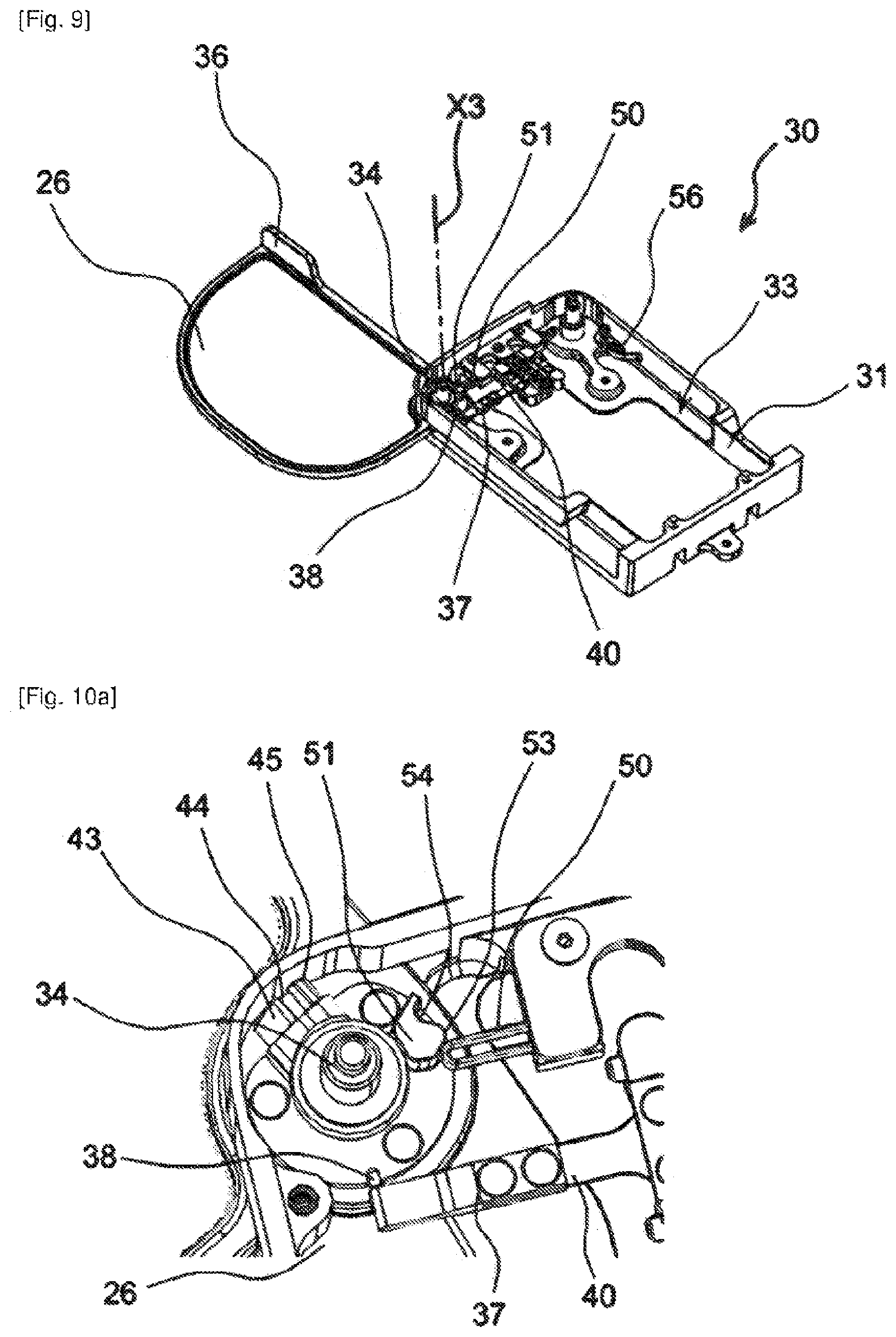 Patent US12492001 Figure 5 – Item of furniture provided with a device for rotatably deploying a movable element