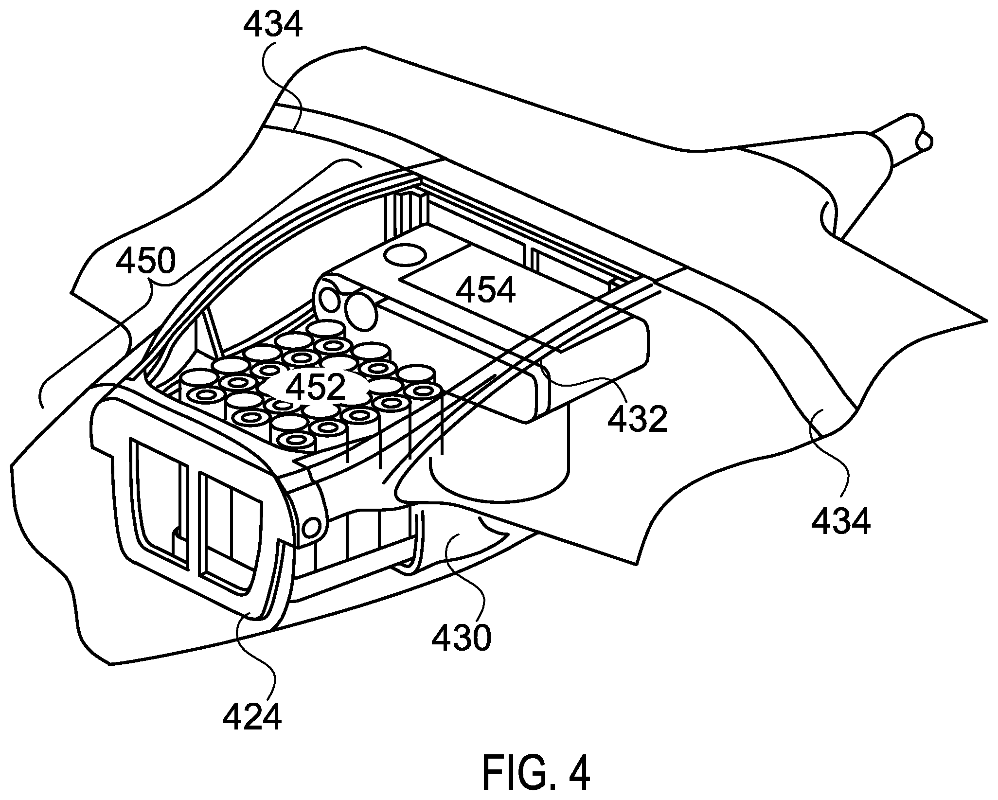 Patent US12492021 Figure 4 – Modular unmanned aerial vehicle airframe with structurally integrated yoke and payload assembly