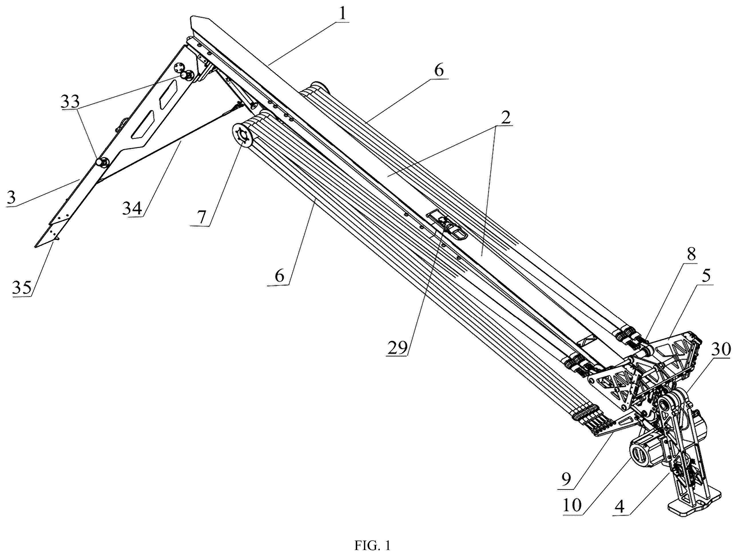 Patent US12492023 Figure 1 – Catapult launcher for a fixed-wing unmanned aerial vehicle (UAV)