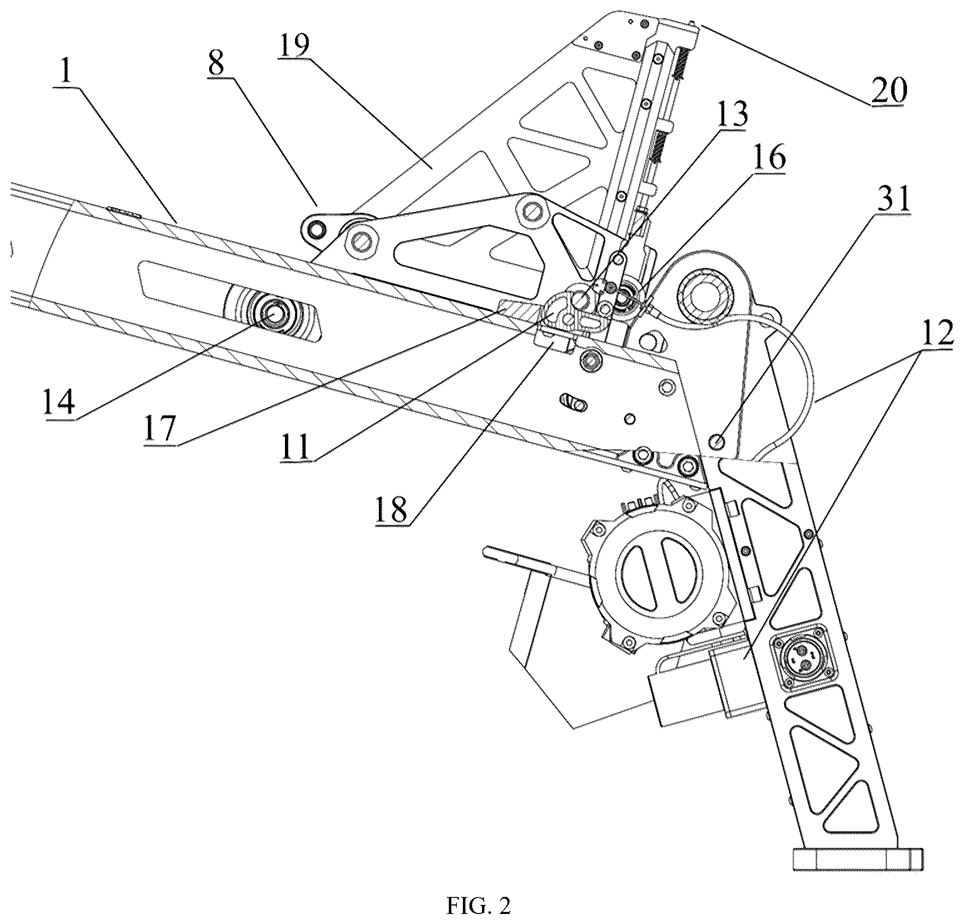 Patent US12492023 Figure 2 – Catapult launcher for a fixed-wing unmanned aerial vehicle (UAV)